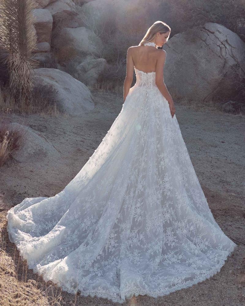 Classic Aline Wedding Dress with Detachable Sleeves and Floral Lace