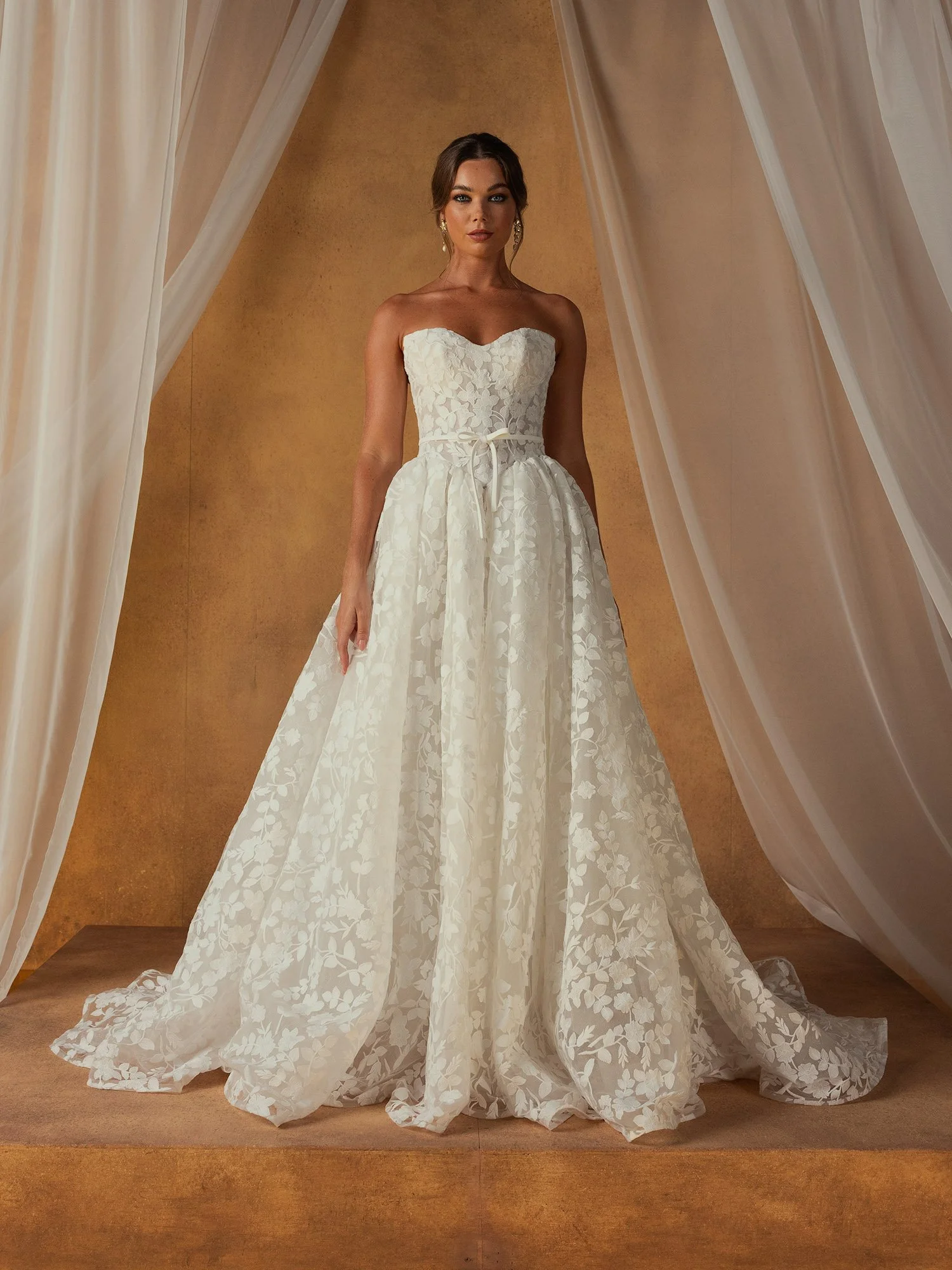 Madi Lane Noble Sweetheart Neckline Aline Wedding Dress With Sparkle Tulle and Long Sleeves