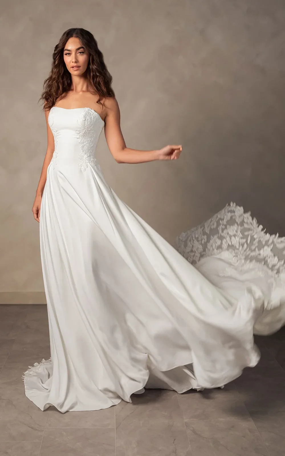 a line wedding dress australia Strapless A-Line Wedding Dress with Cotton Lace