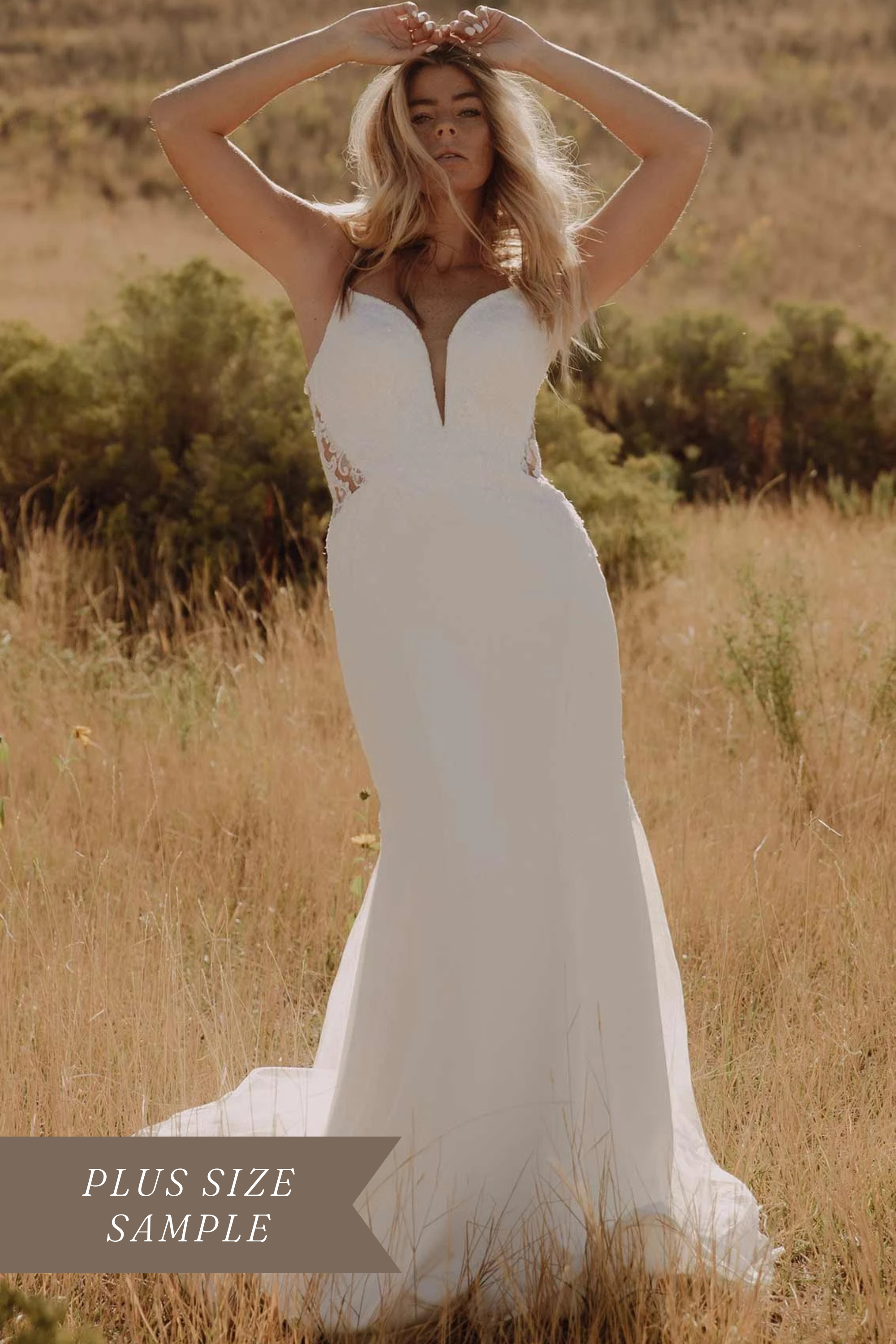 Simple Lace Trumpet Wedding Dress with Sheer Back
