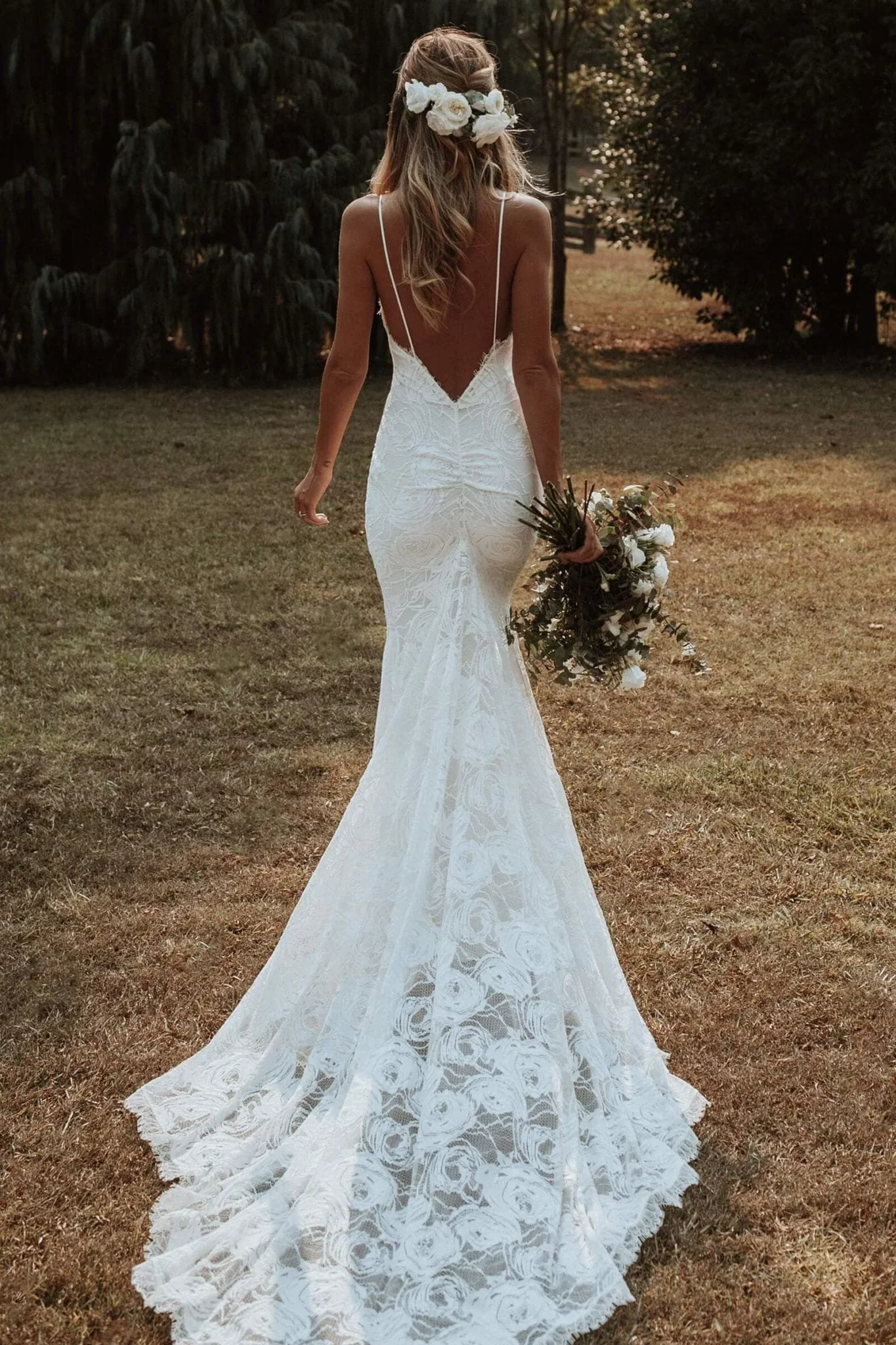Vintage-Inspired Strapless Silk Column Wedding Dress with Detachable Overskirt