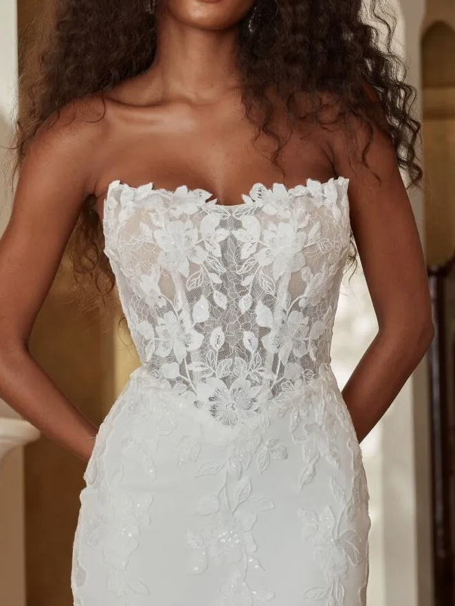 Madi Lane Ohana-Mae Cateye Neckline Fit & Flare Wedding Dress With Lace