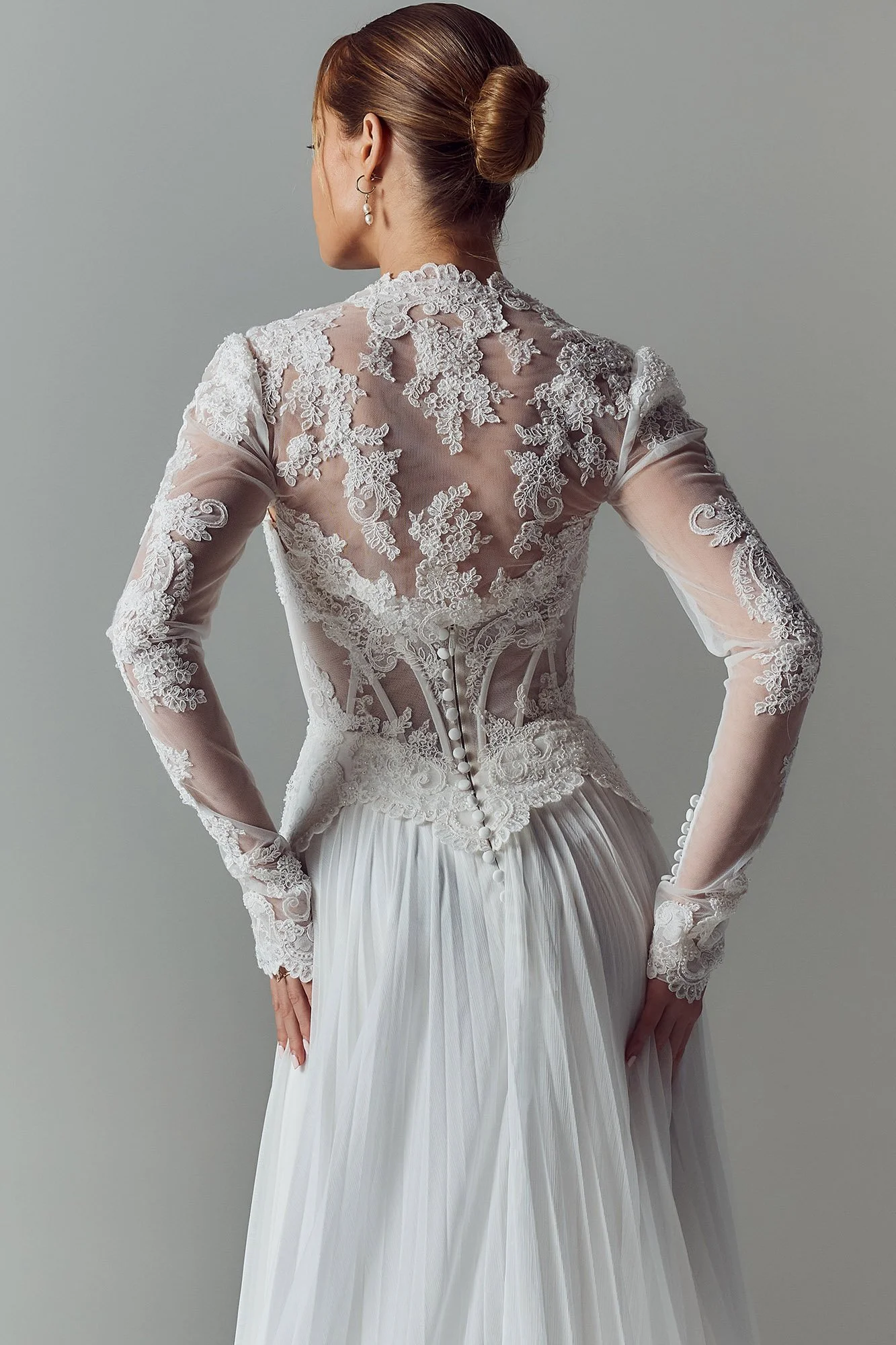 Evie Young Sally Lace Aline Wedding Dress with Long Sleeve Jacket