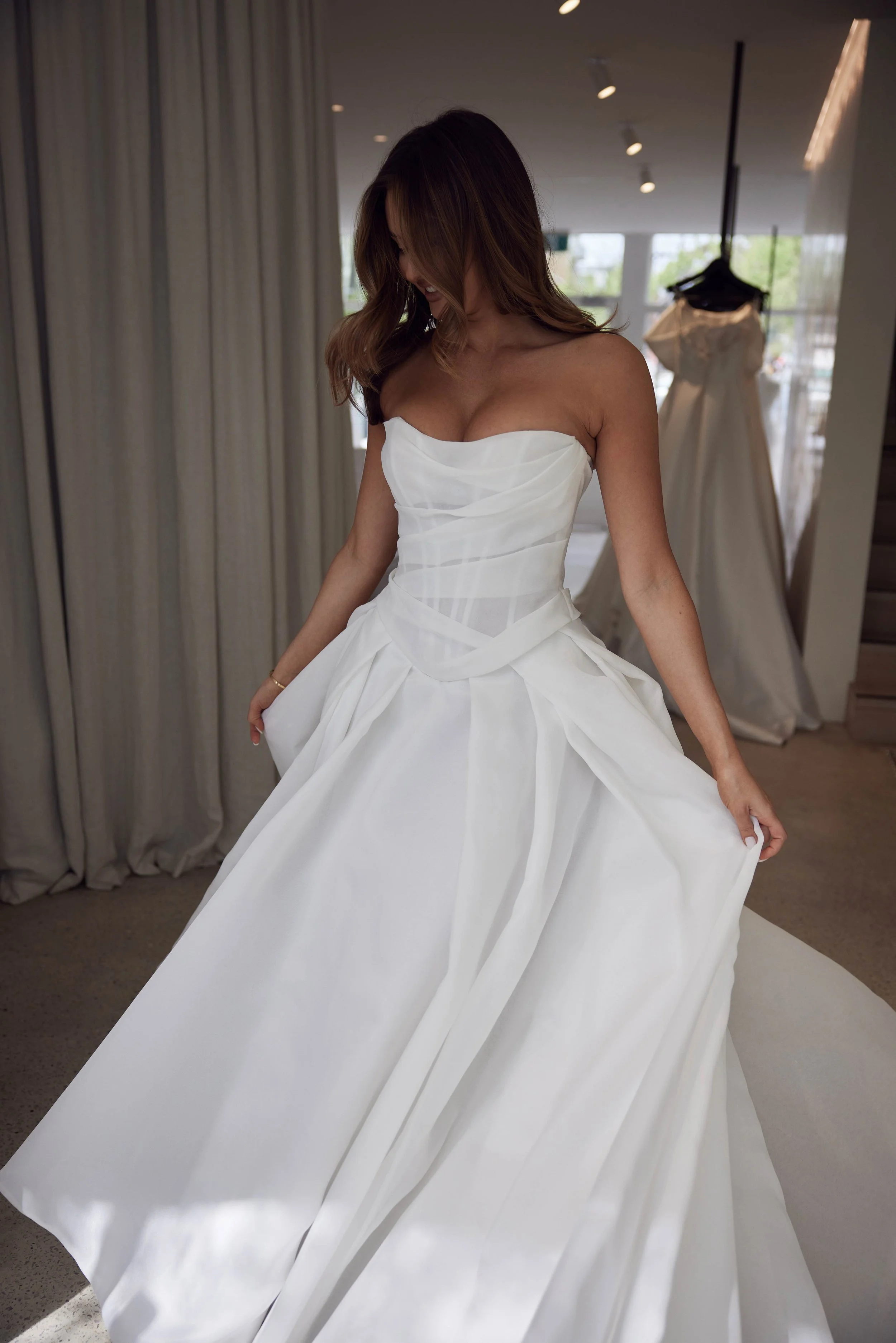 Mariana Hardwick Valencia Modern Strapless Ballgown Wedding Dress