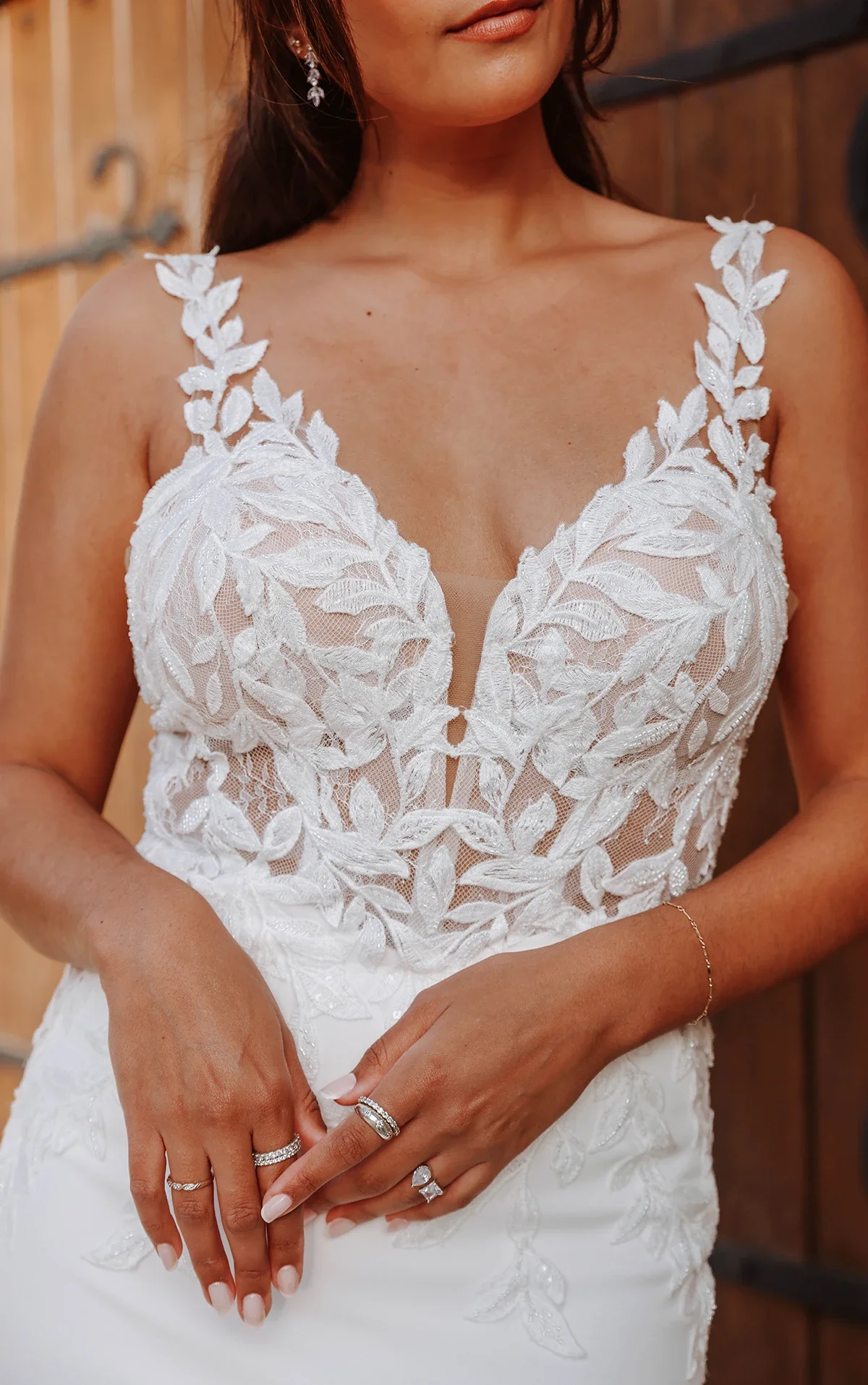 Glamorous Crepe Column Sheath Wedding Dress with Plunging Neckline
