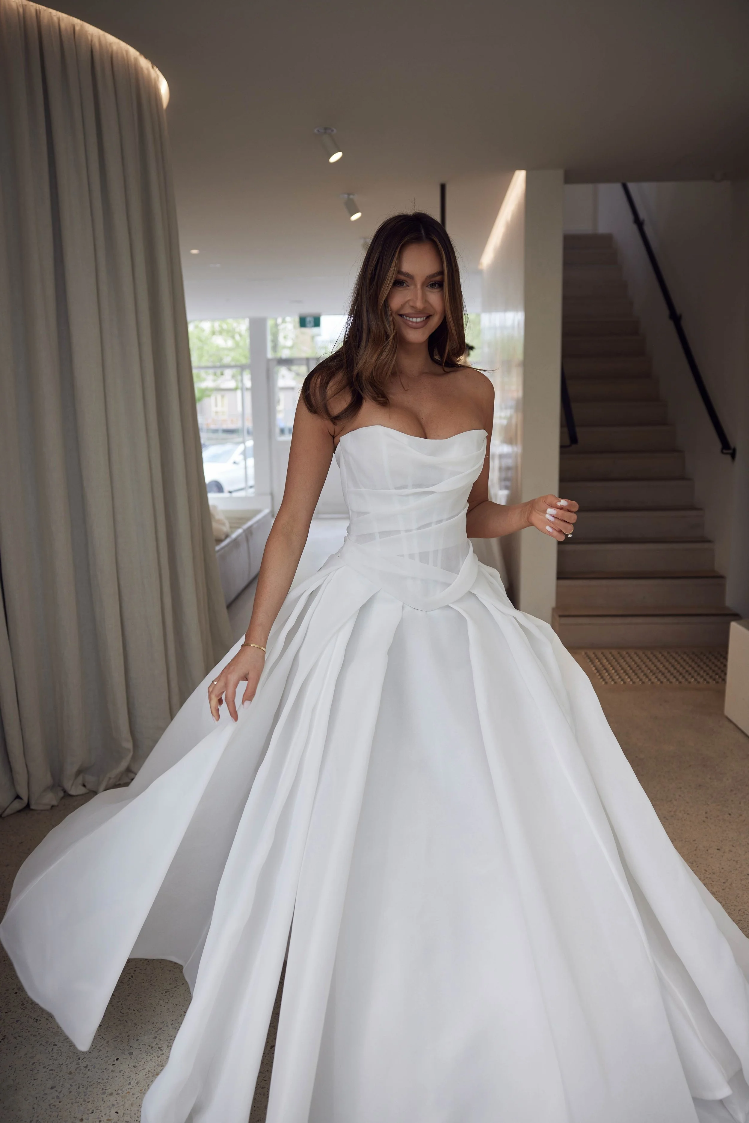 Mariana Hardwick Valencia Modern Strapless Ballgown Wedding Dress