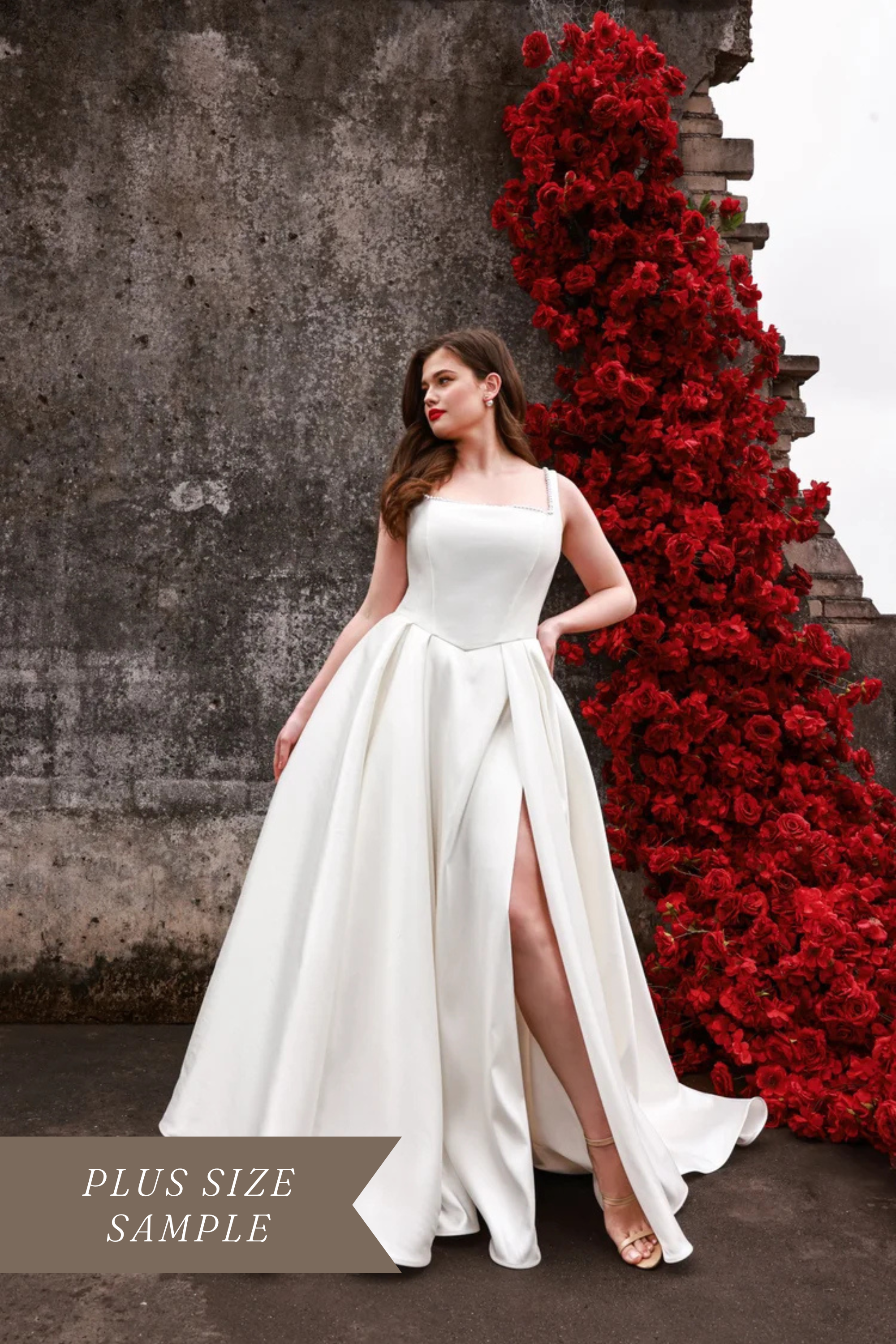 Dany Tabet Garnett DG0025W505 plus size wedding dress from the Dany Girl line with dimensional, jewel-inspired detail.