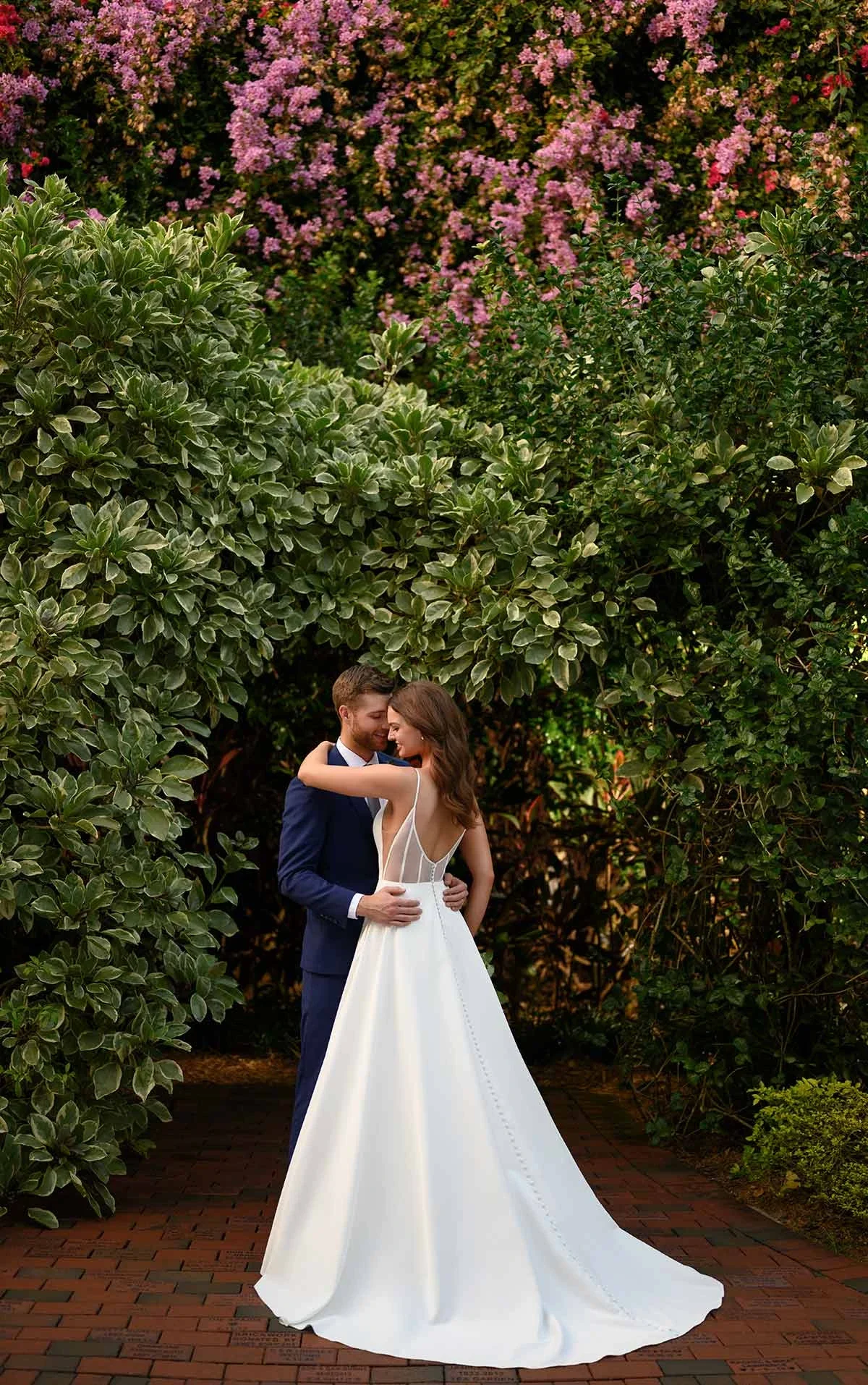Clean Dove Satin Ballgown with Sheer Back