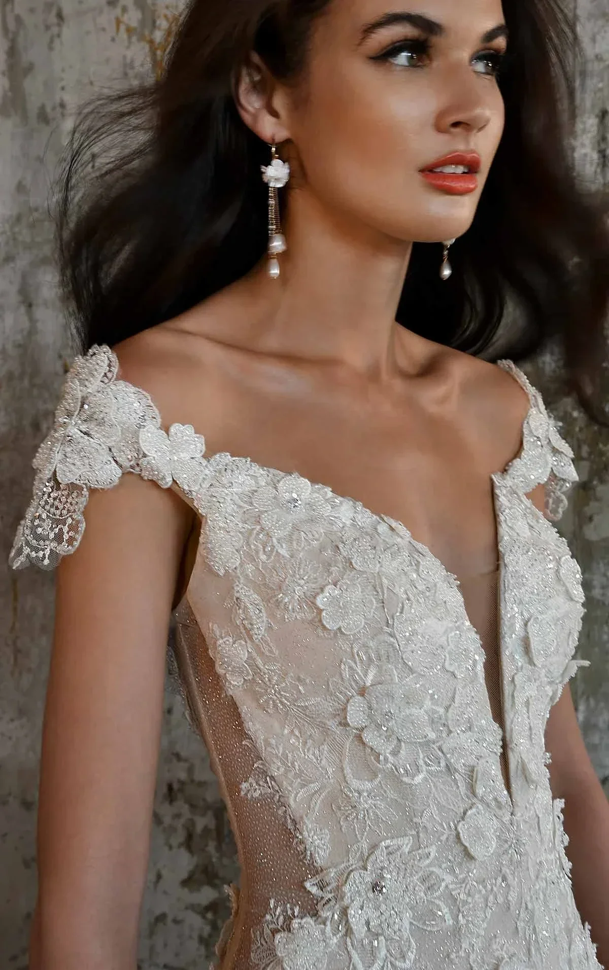 Glamorous Fit-and-Flare Wedding Dress with Cap Sleeves
