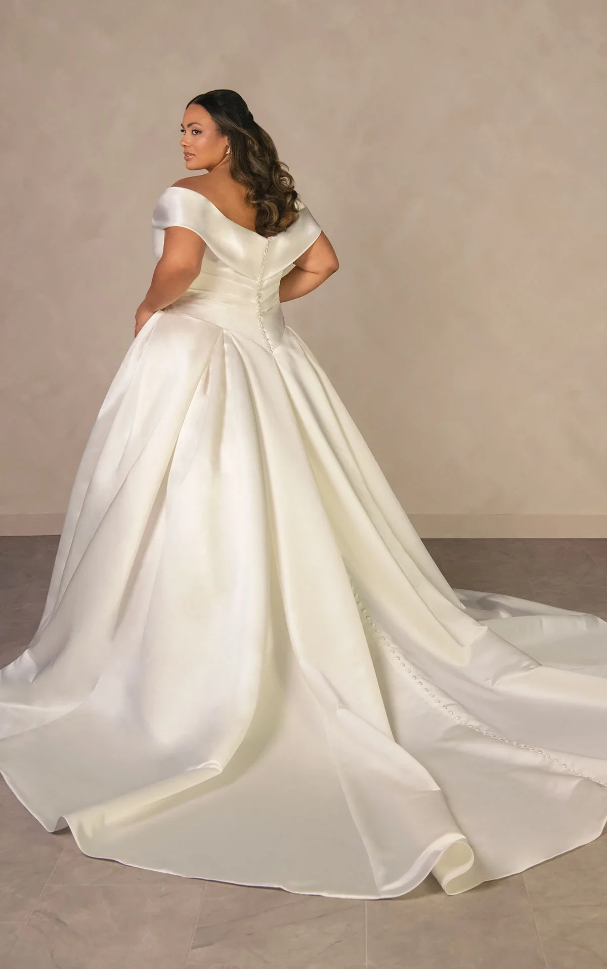 Attached longline inner corset; available in Grand Satin (Blush, Ivory) or Ivory Satin Jacquard
