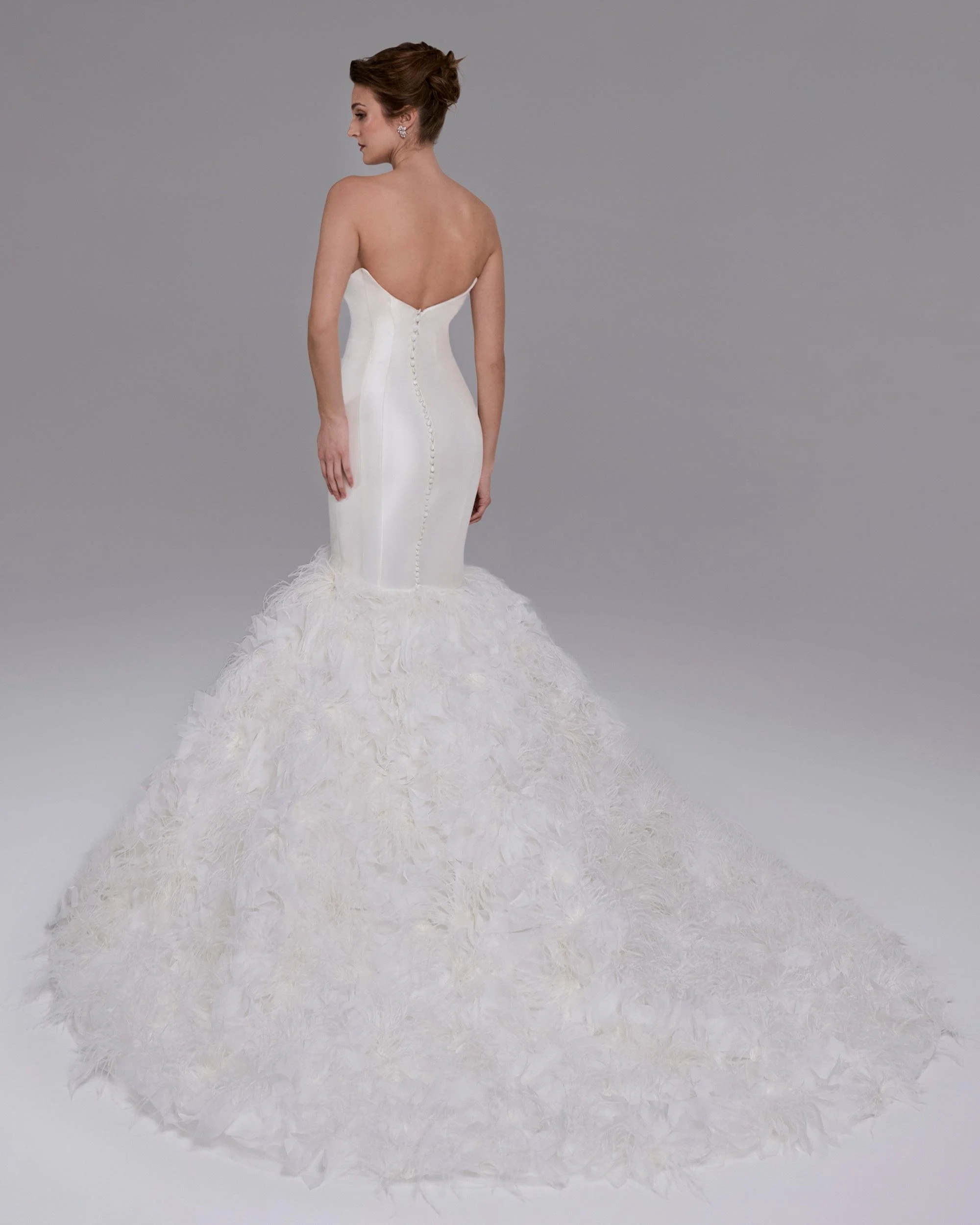 Strapless Mermaid Wedding Dress with Feathers