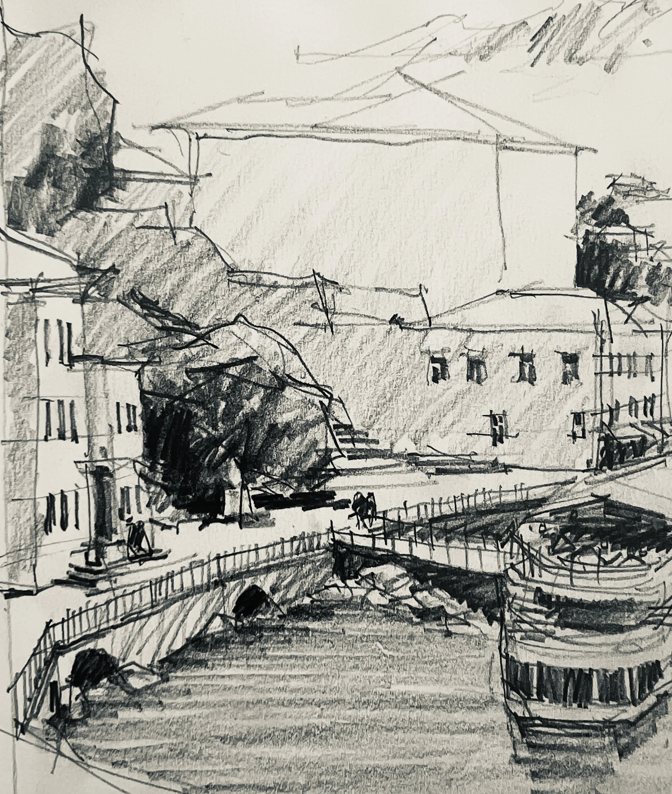 Port study from the Point, Hydra, 2025
