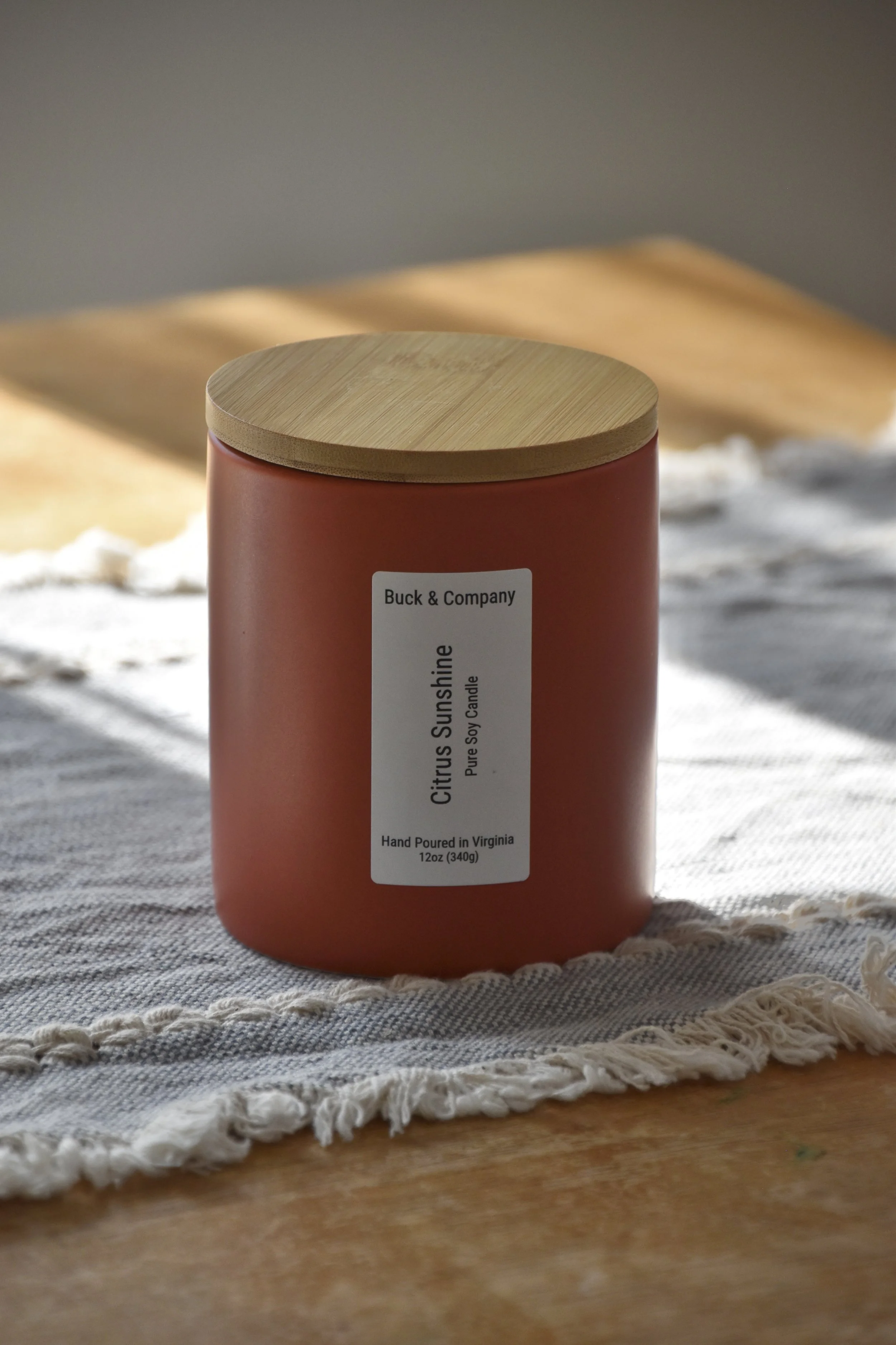 12 oz Double-Wick Soy Wax Candle with Bamboo Lid