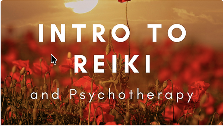 the cover of Intro to Reiki with red flowers