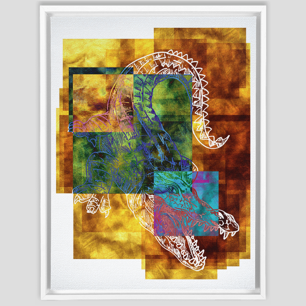 Croc On The Urban Beach Framed Canvas Print