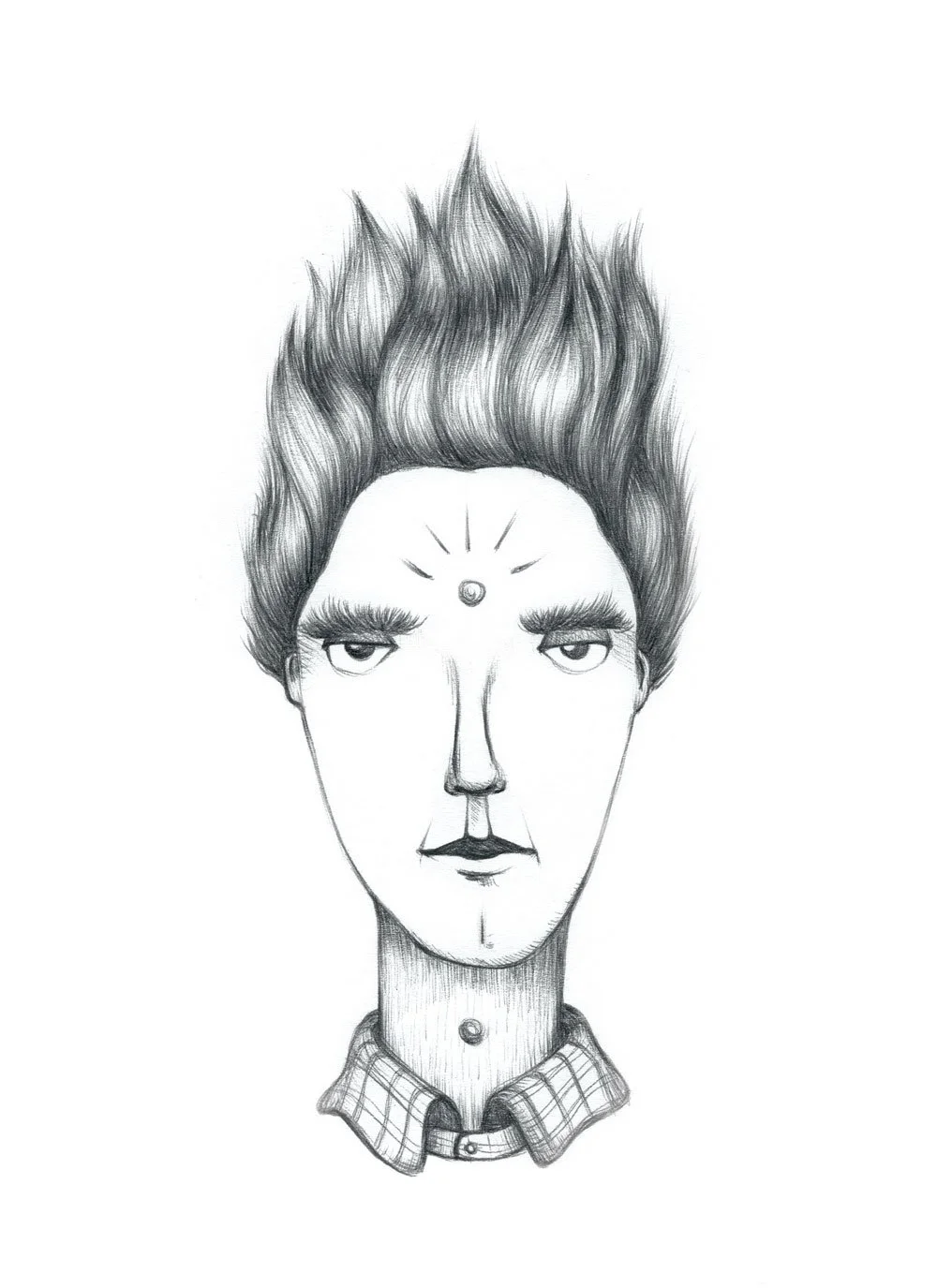 retrato en grafito de hombre flotando en el aire