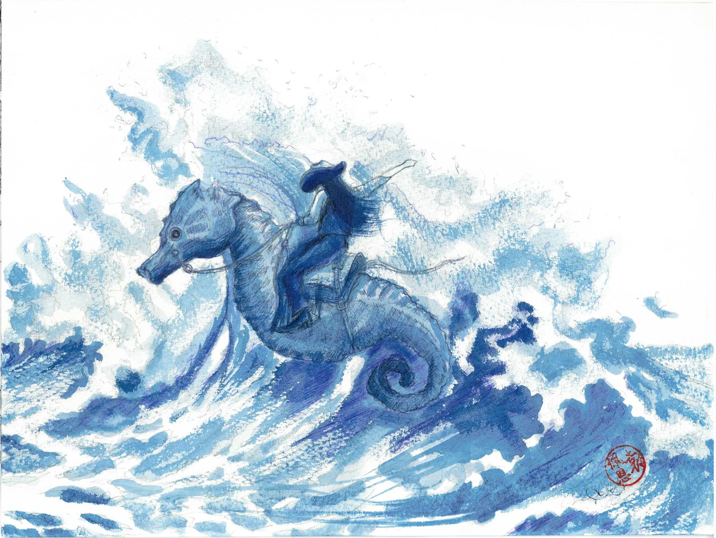 "A Farewell to Arms" (2026)
9x12" Blue Sumi ink on Hahnemuhle 300gsm Aquarelle cold-pressed paper
Bound to Wander Collection No. 1