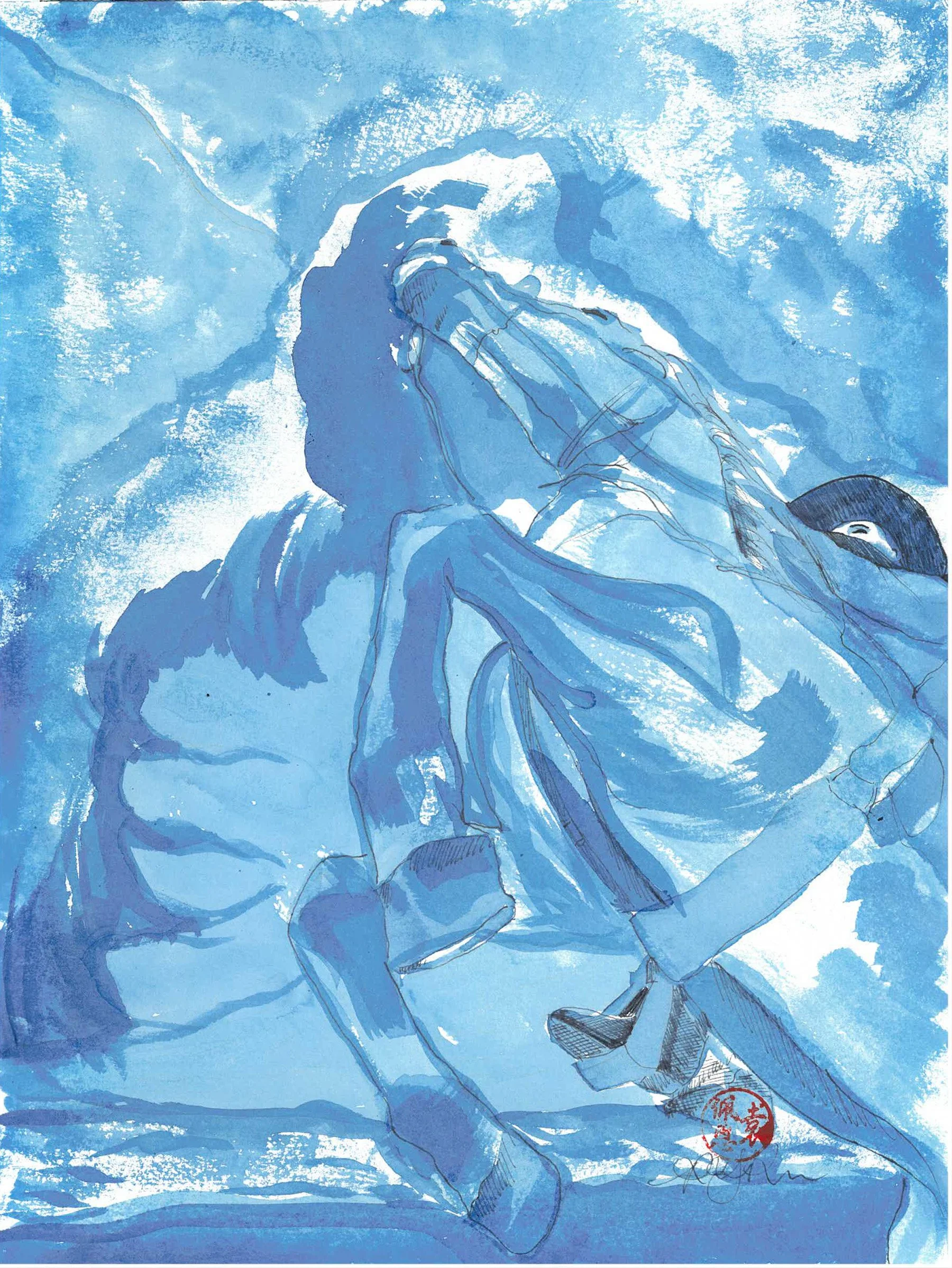 "Take my Heart" (2026)
9x12" Blue Sumi ink on Hahnemuhle 300gsm Aquarelle cold-pressed paper
Bound to Wander Collection No. 3