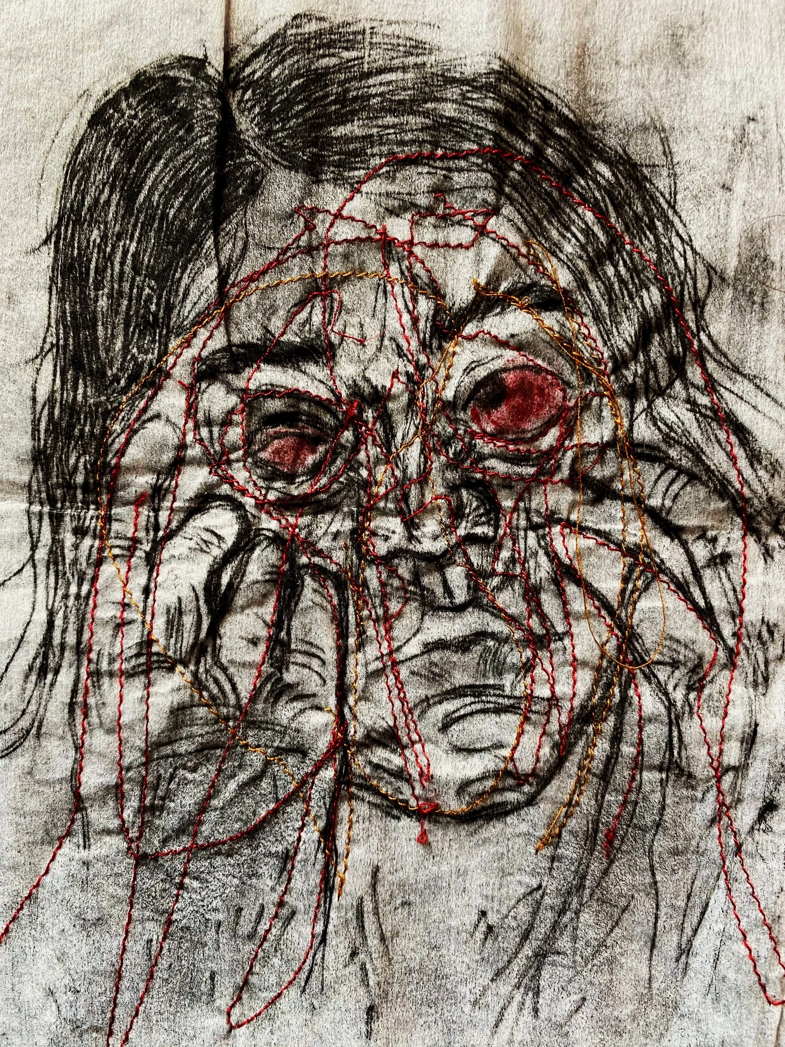 Charcoal and stitching on linen
2020