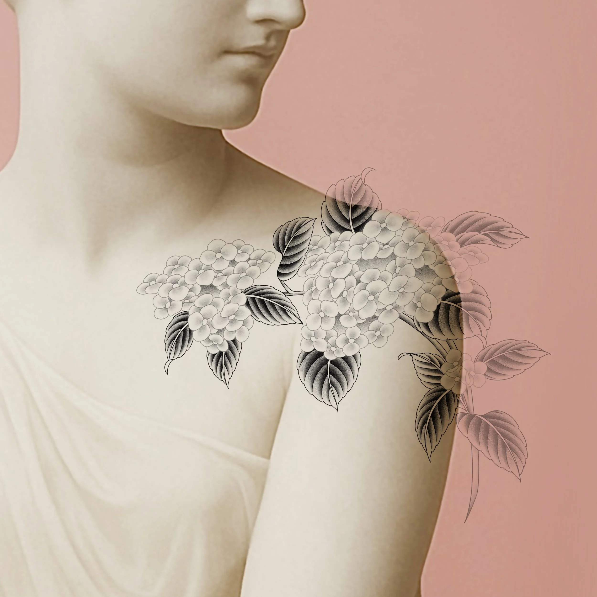 Hydrangea shoulder piece.