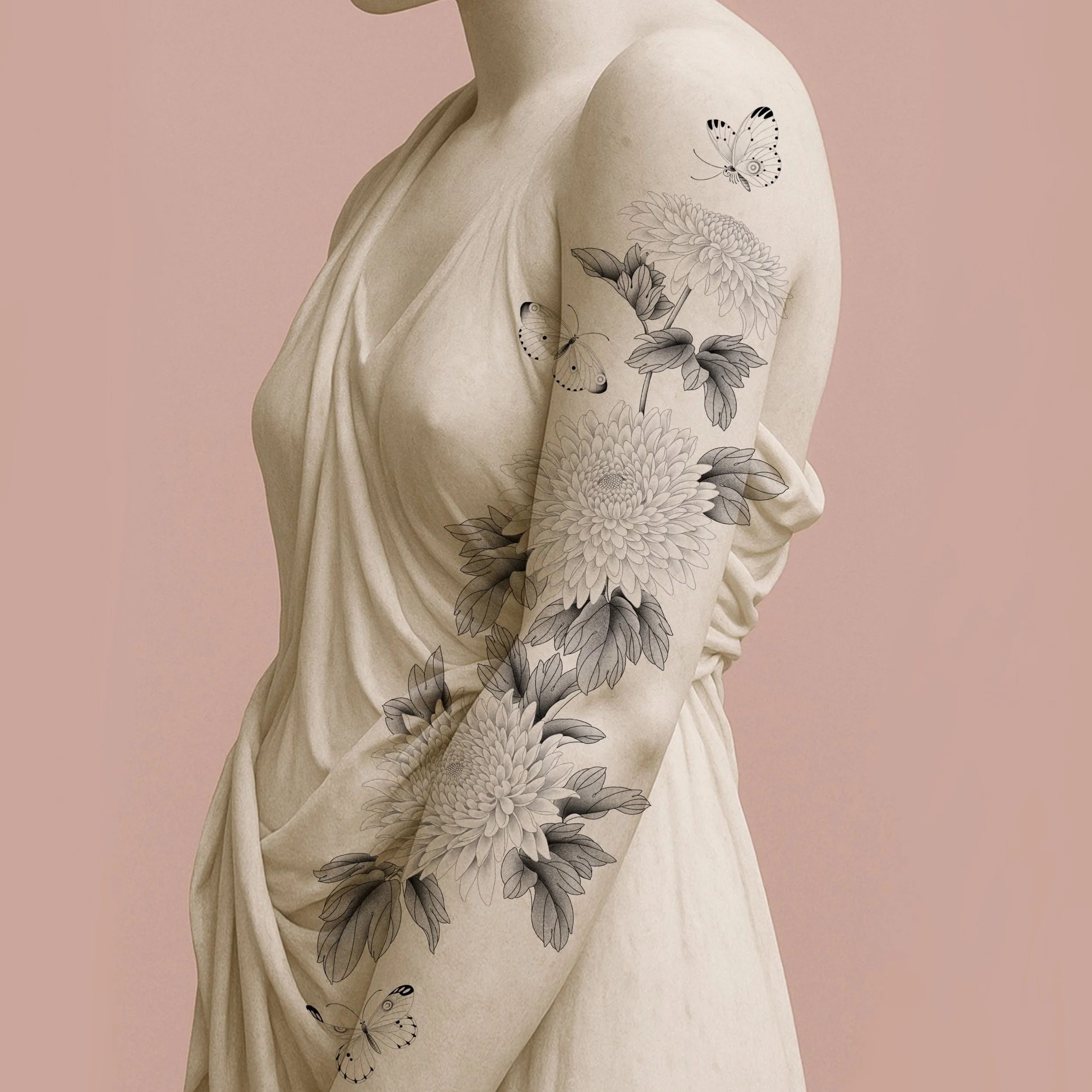 SOLD ~ Chrysanthemum and Pieris butterfly piece