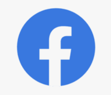 Facebook logo with white lowercase 'f' on a blue circle background.