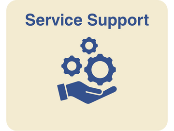 Icon of a hand holding gears with the text 'Service Support' above.