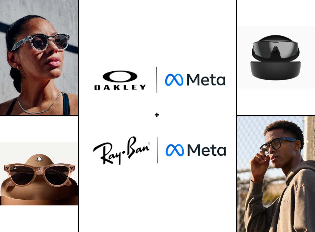 collage of Oakley Meta and Ray-Ban Meta glasses