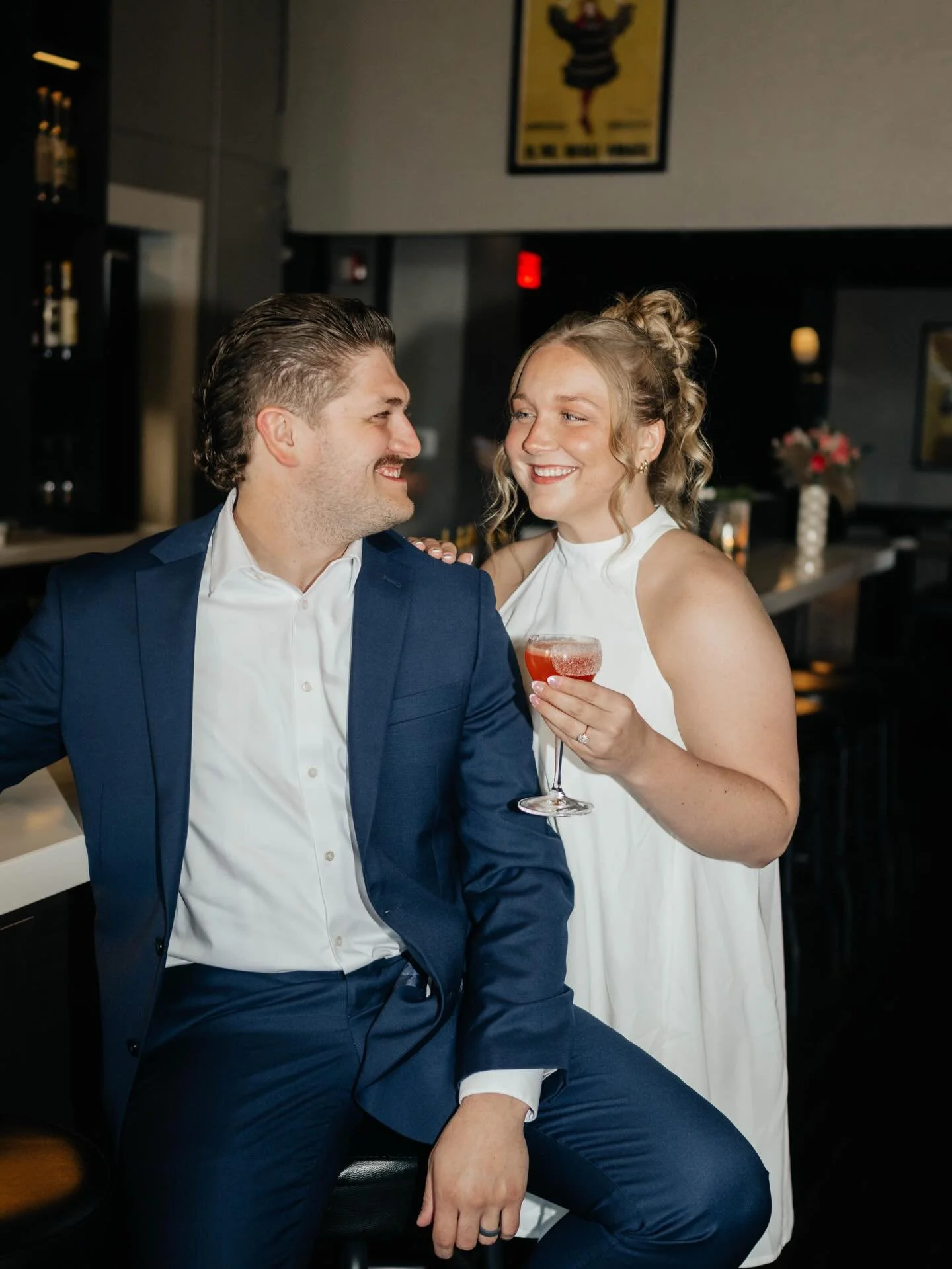 Having a fun drink during your engagement session >> 🍾💍