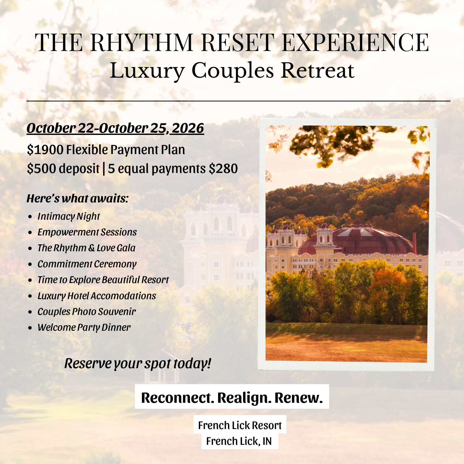 The Relationship Reset Retreat - Flexible Payment Option
