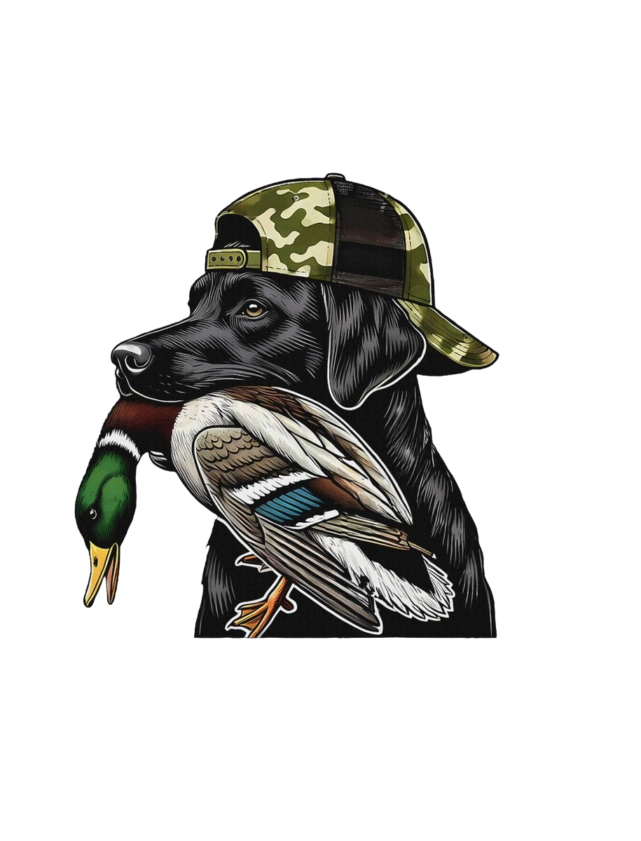 BLACK LAB WITH DUCK