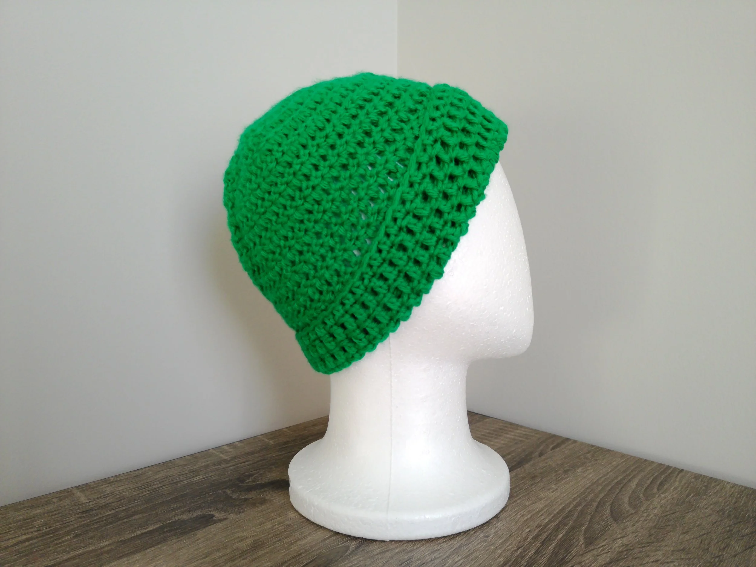 Green Crochet Beanie_Left 1.JPG