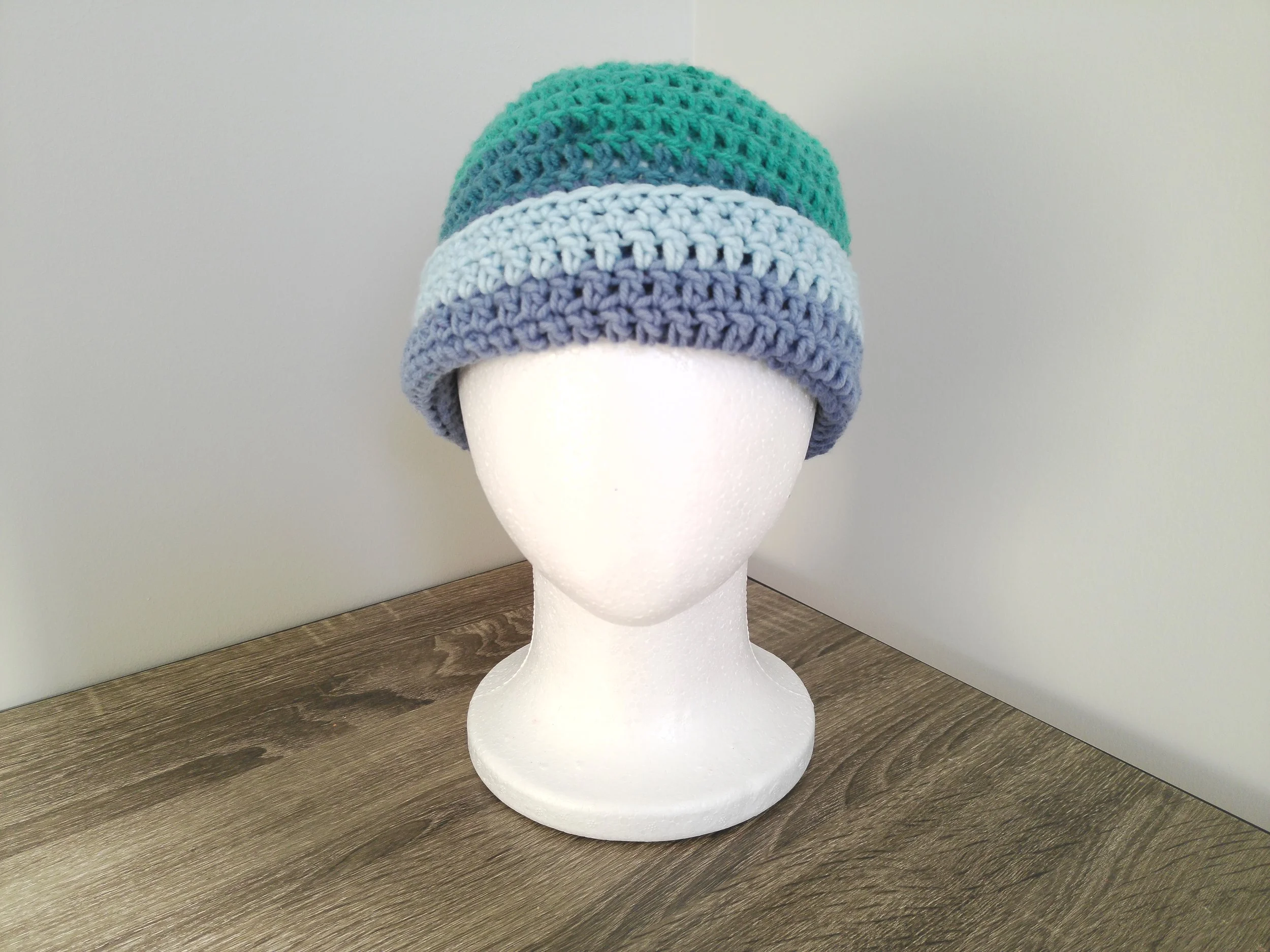 Multicolored Blue and Green Beanie