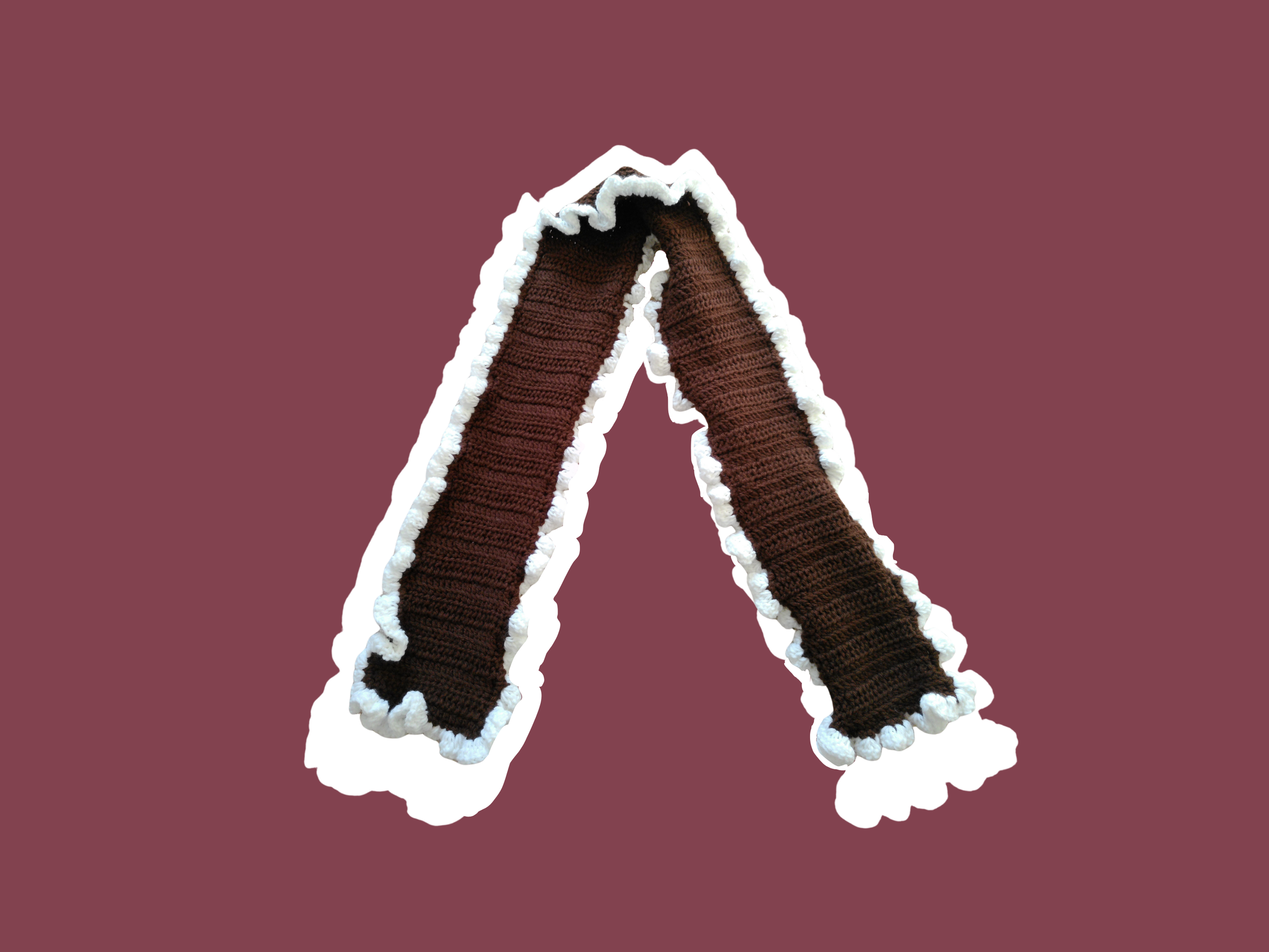 Brown and White Ruffled S'more Scarf