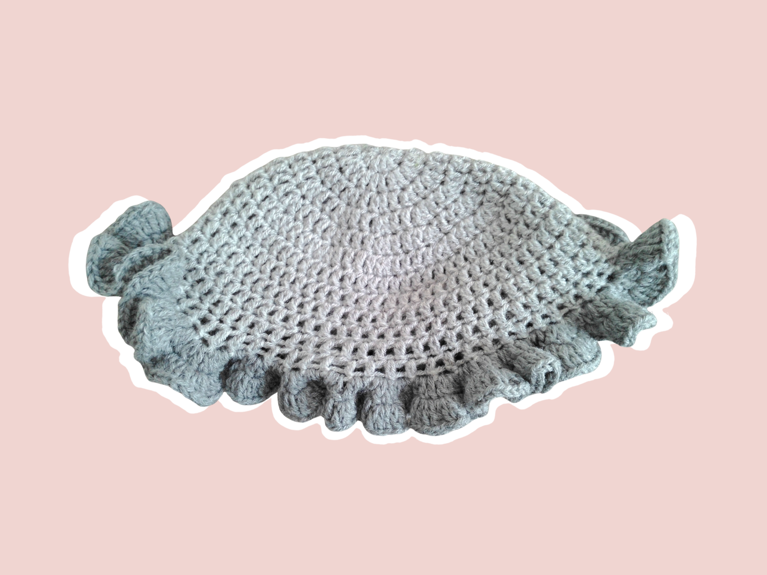 Grey and Silver Ruffle Bucket Hat