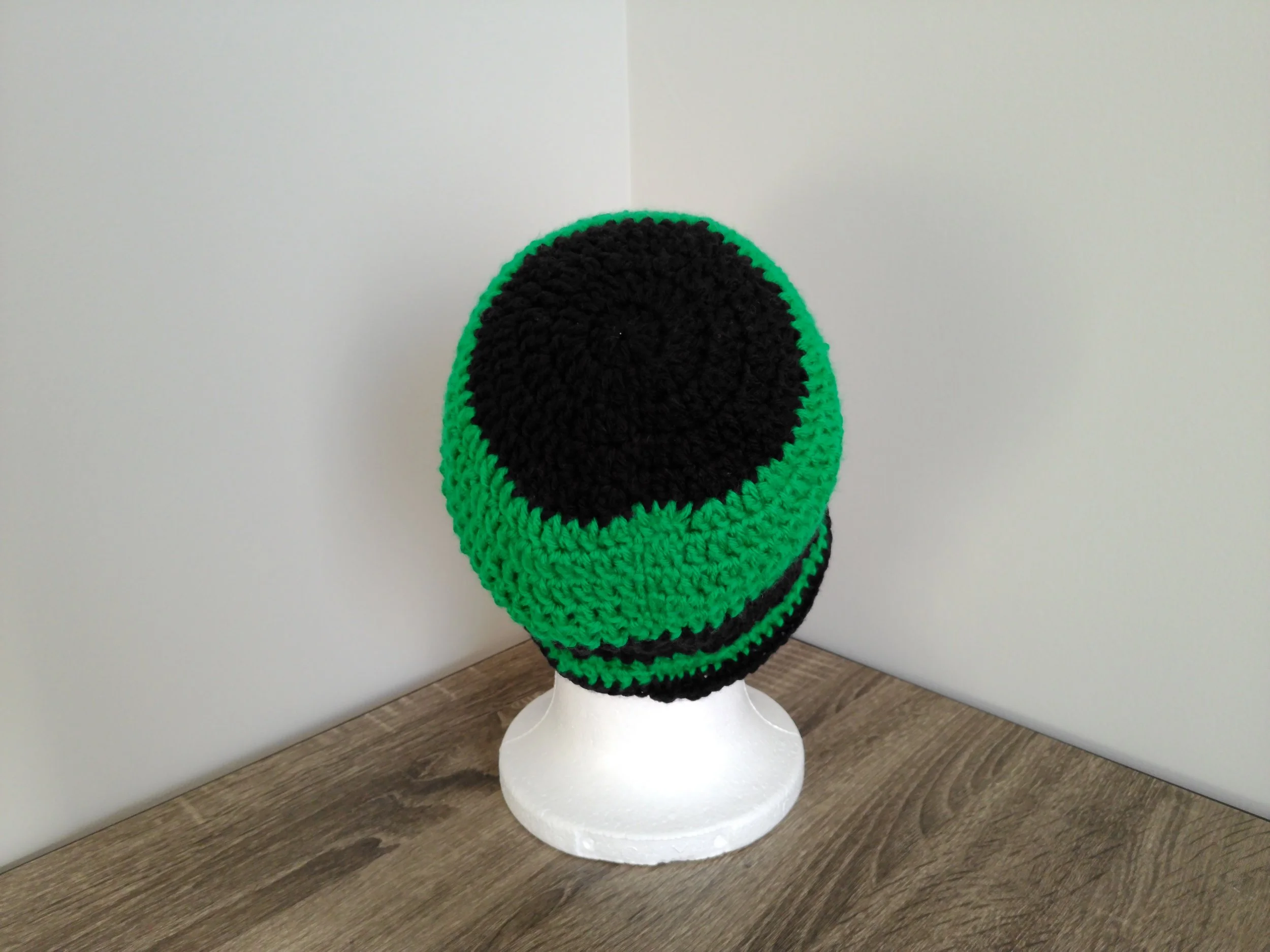 Green and Black Crochet Beanie_Back 1.JPG