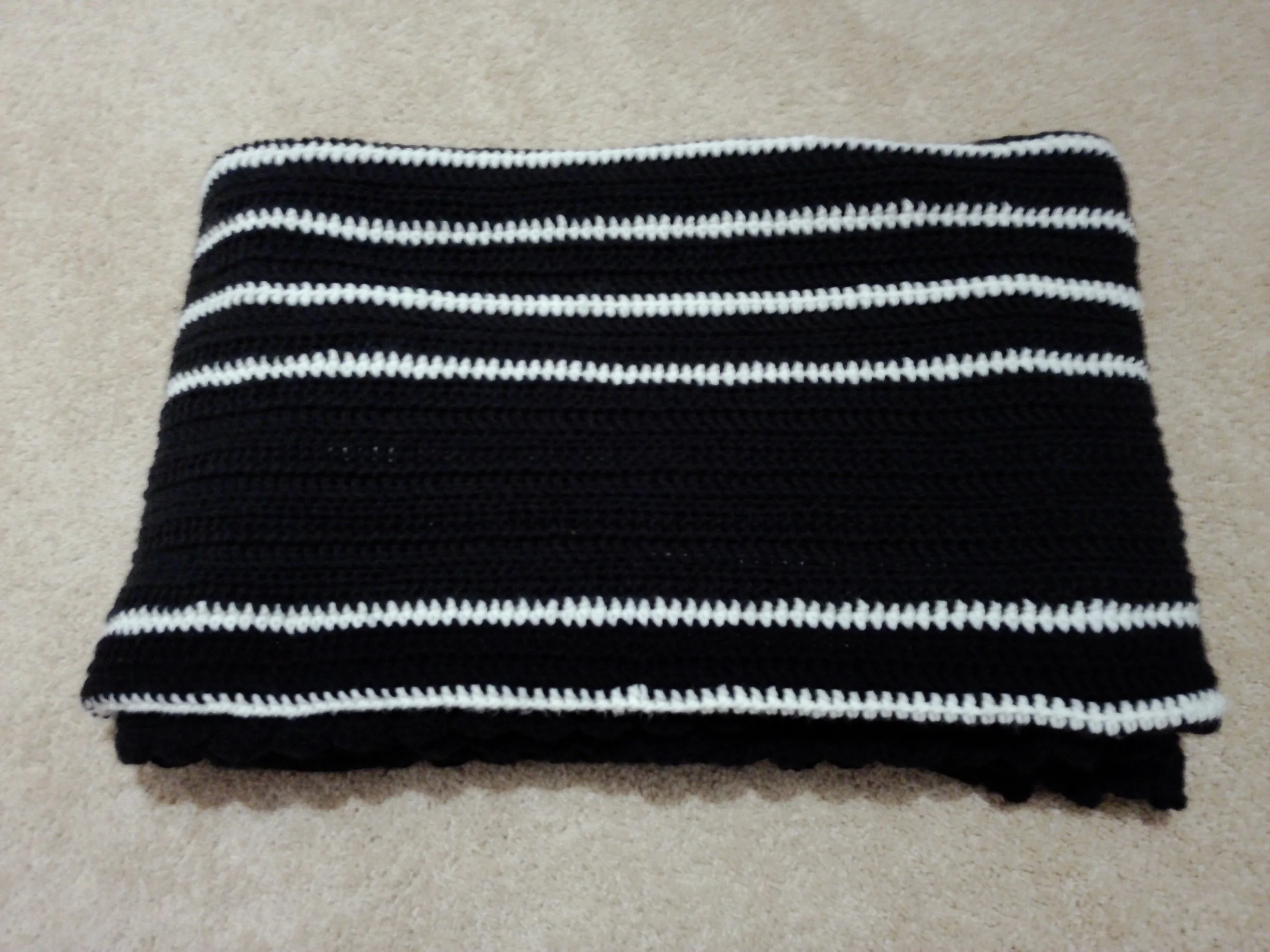 Large Black and White Manuscript Paper Blanket_Folded.JPG