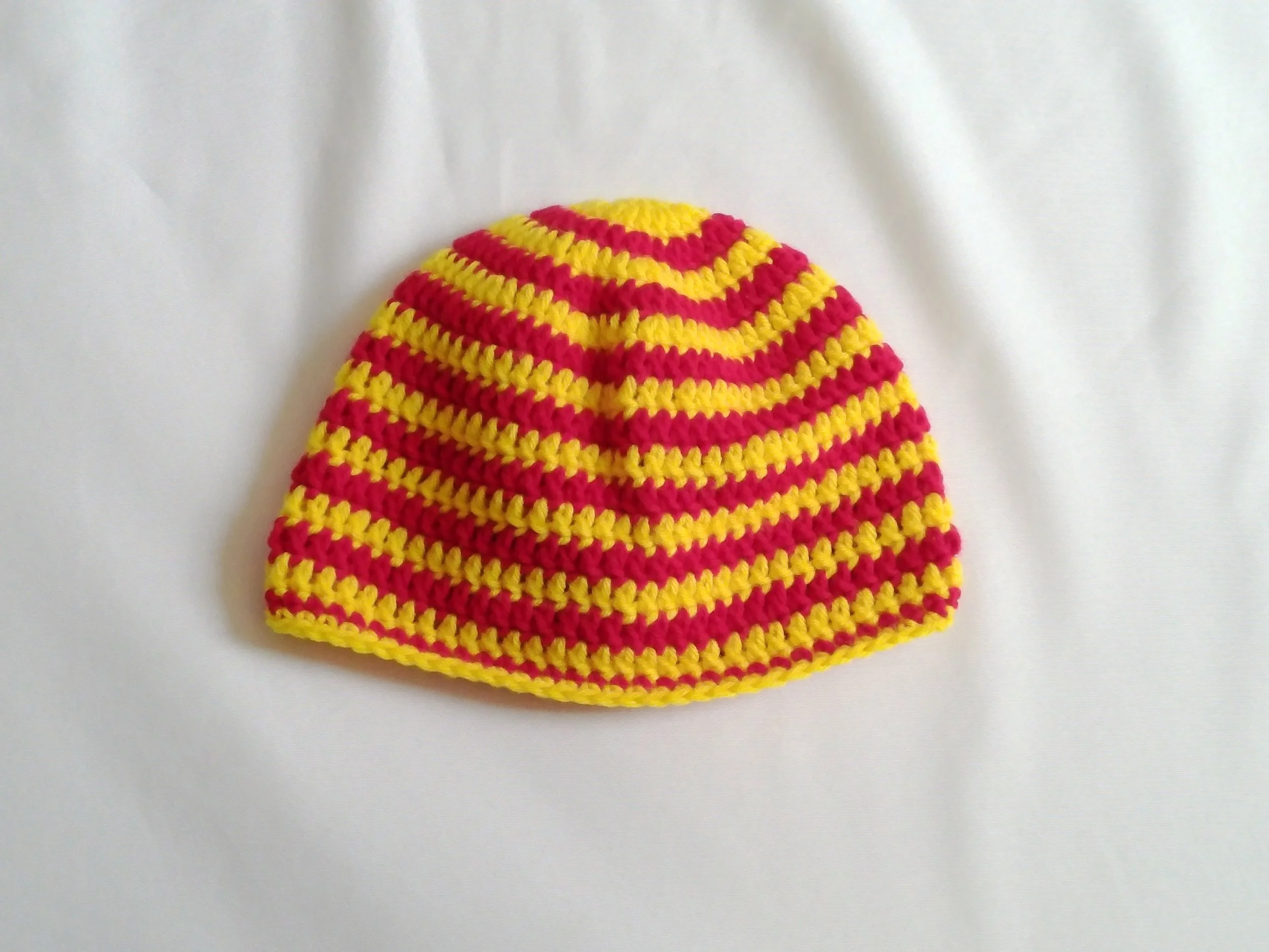 Short Red and Yellow Striped Beanie_Back 1_Portrait.JPG