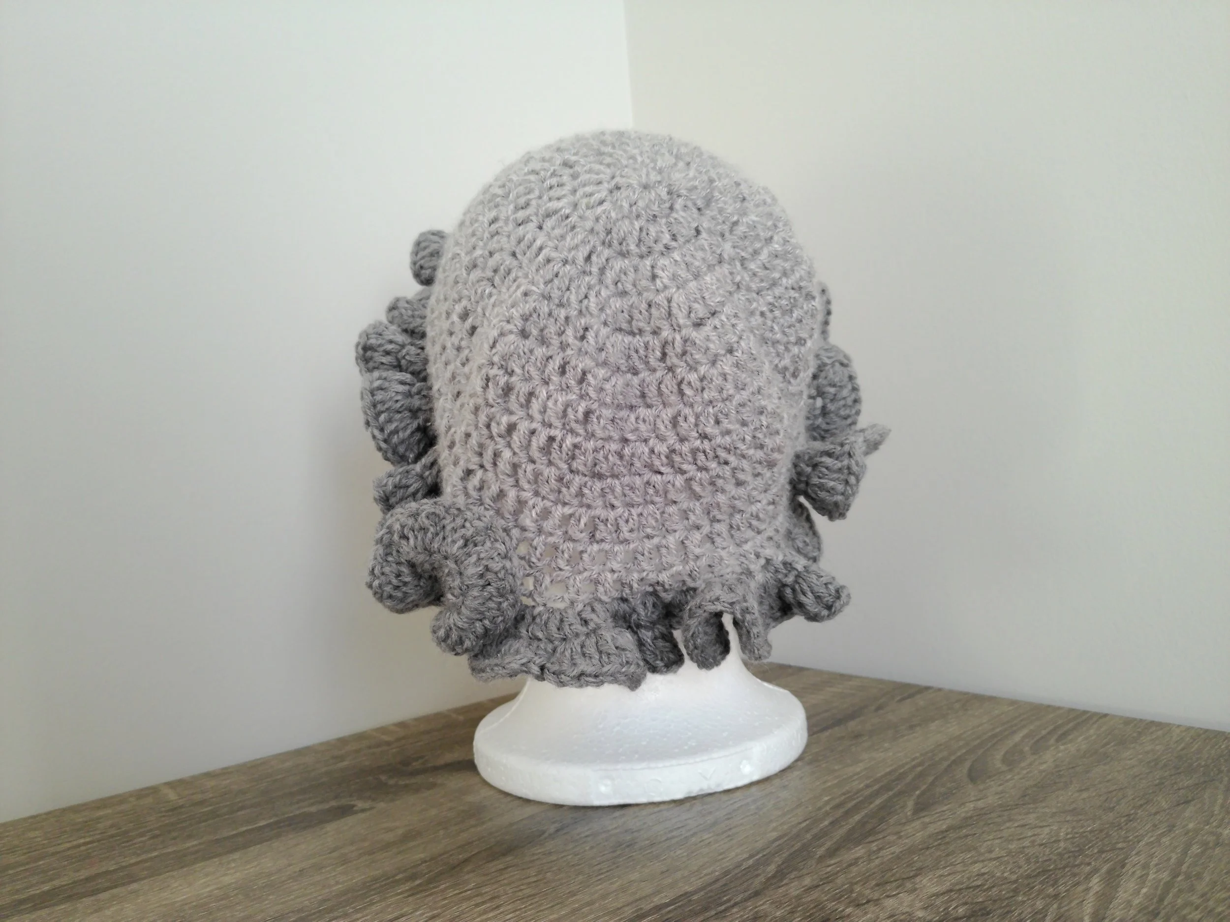 Grey and Silver Ruffle Bucket Hat_Back 1.JPG