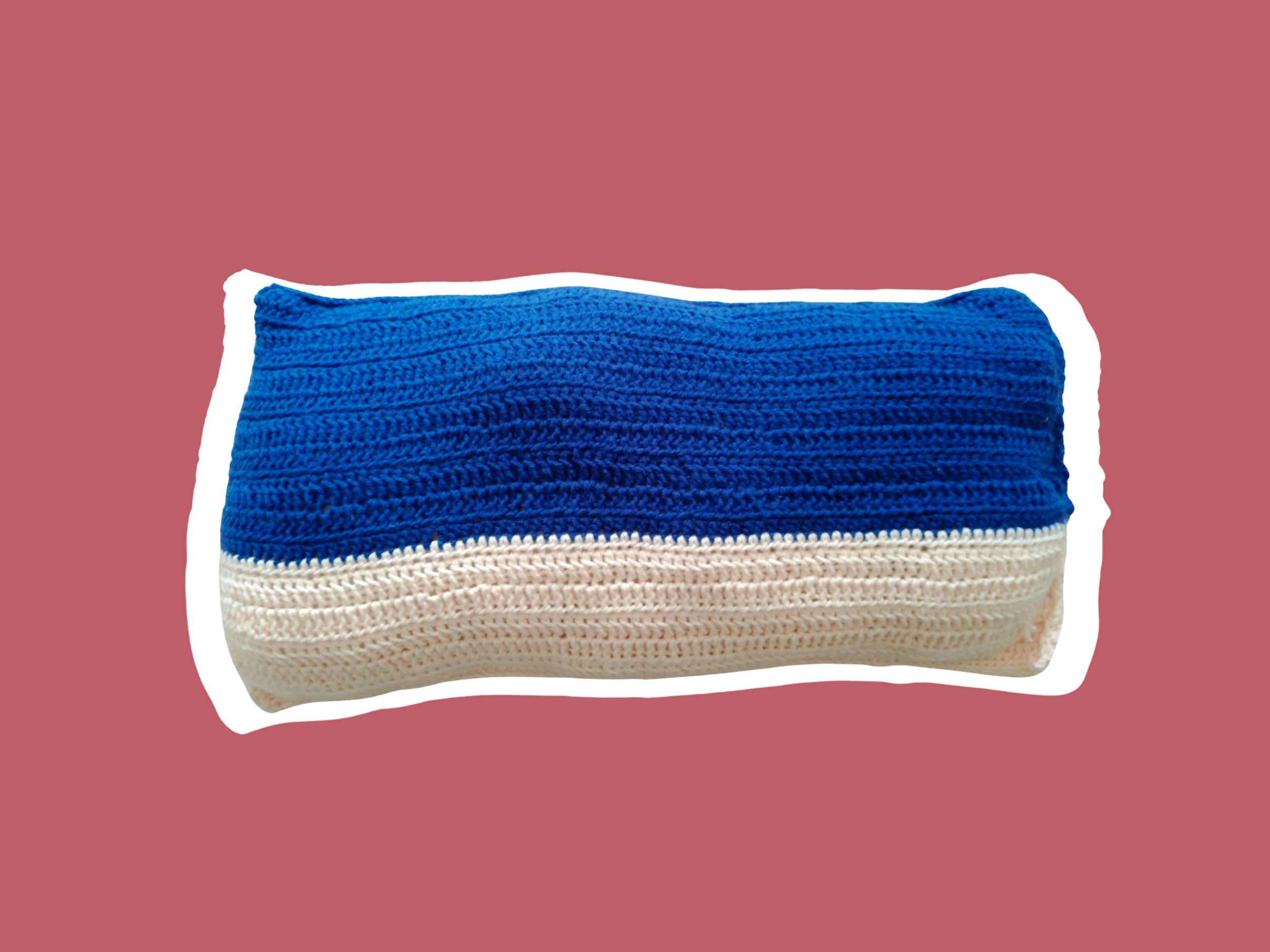 Blue and Peach Throw Pillow