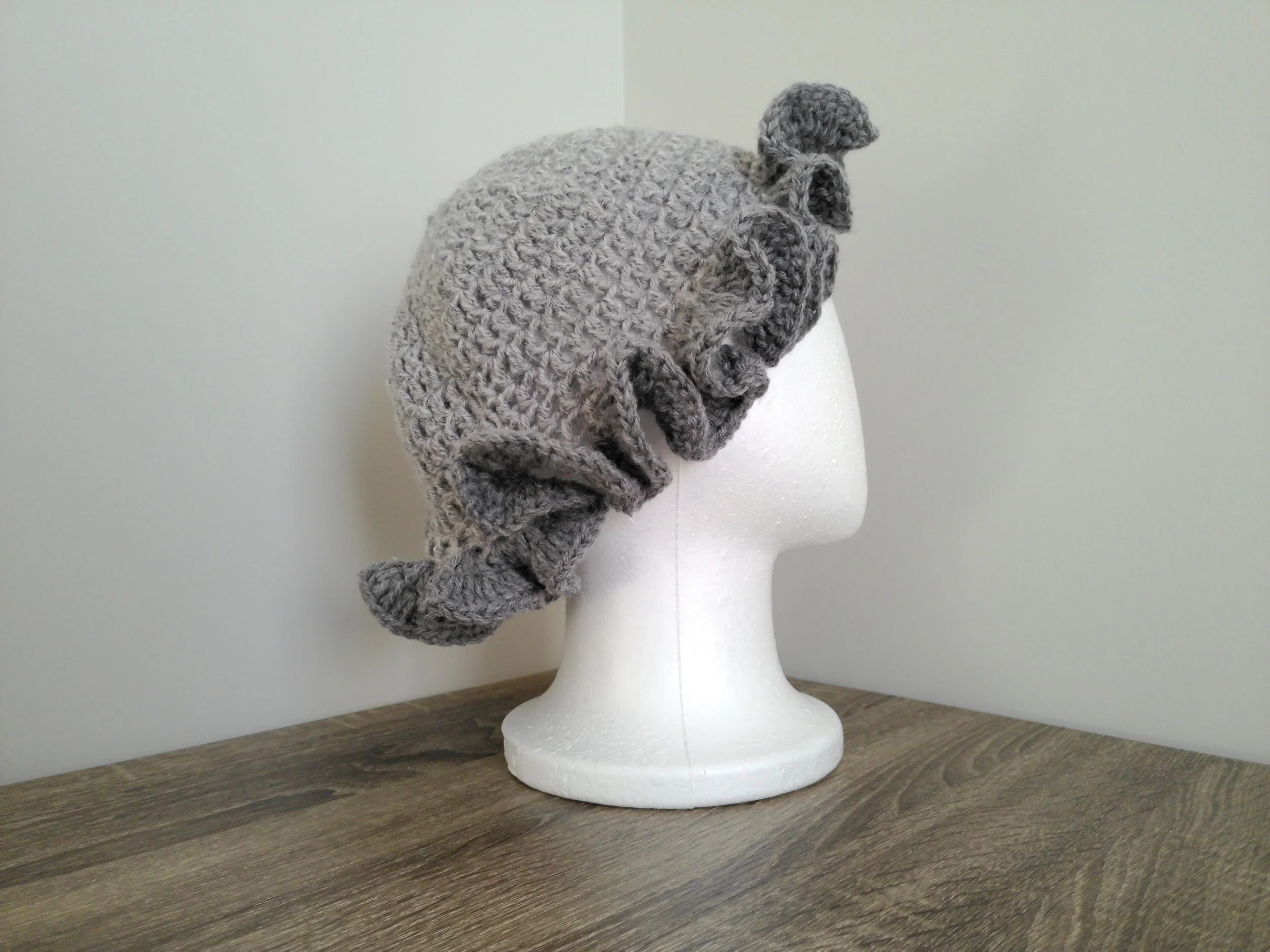 Grey and Silver Ruffle Bucket Hat_Left 2.JPG