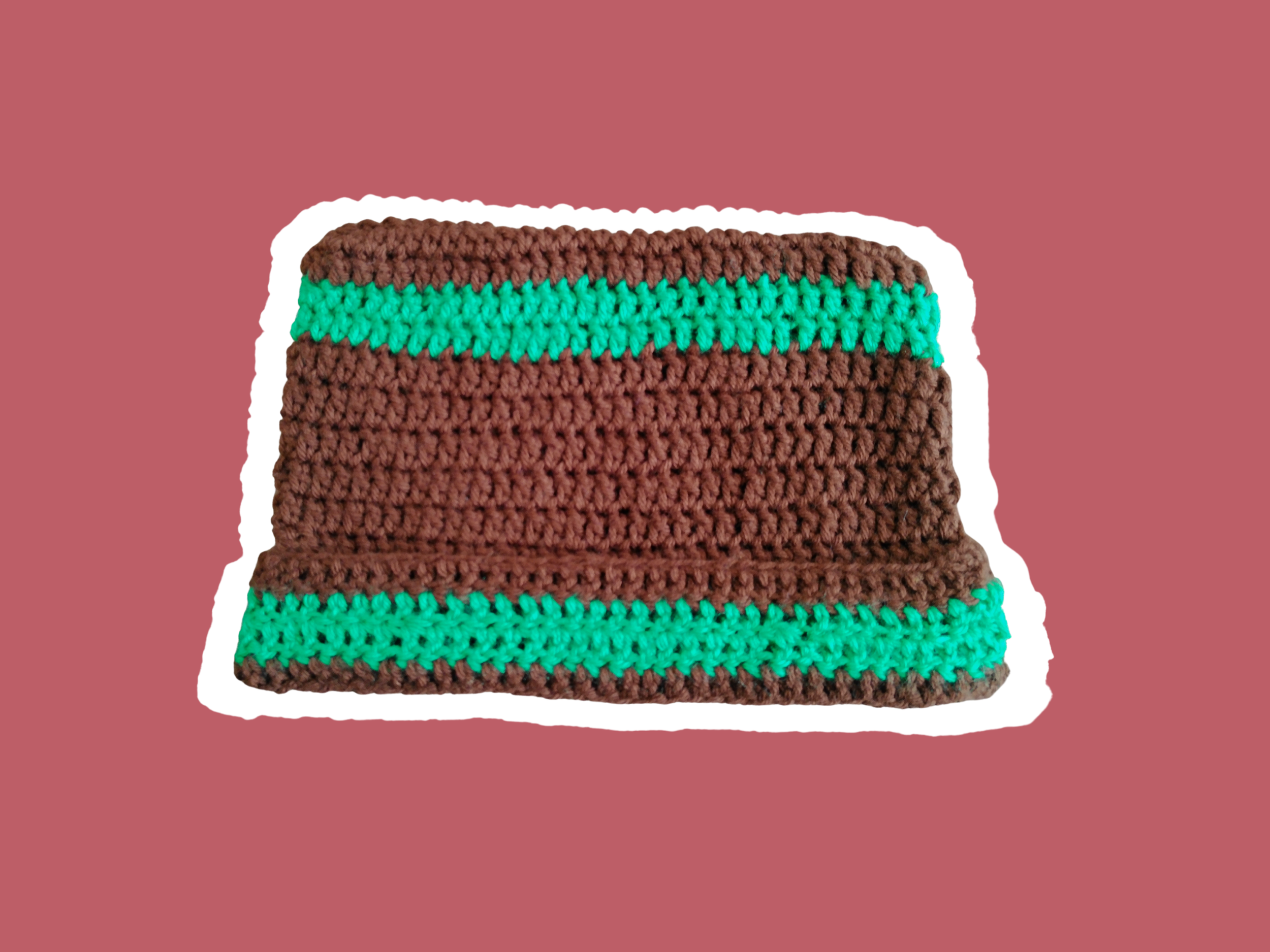Brown and Green Cat Beanie