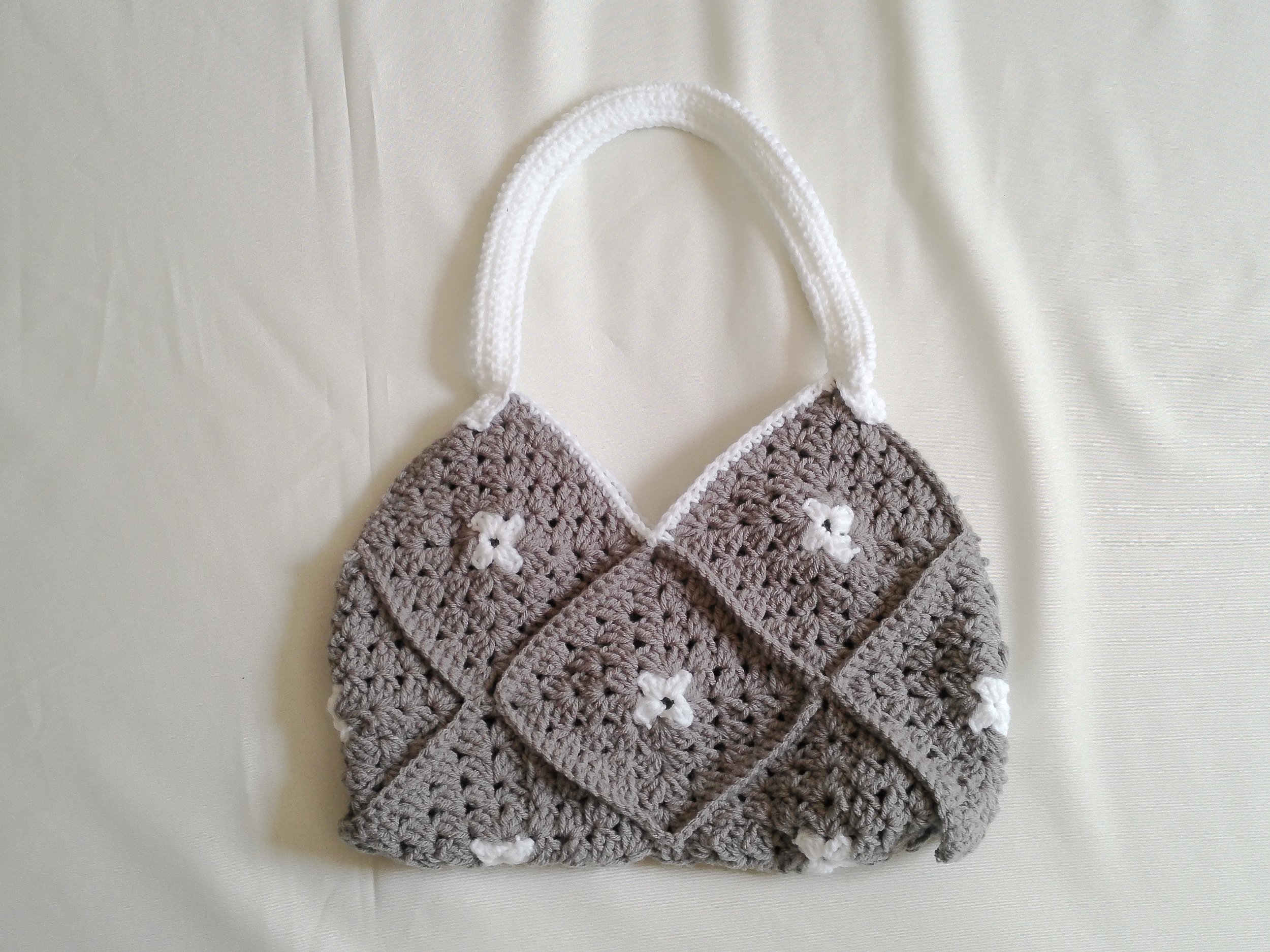 Gray and White Granny Square Tote Bag_Front 1_Landscape.JPG