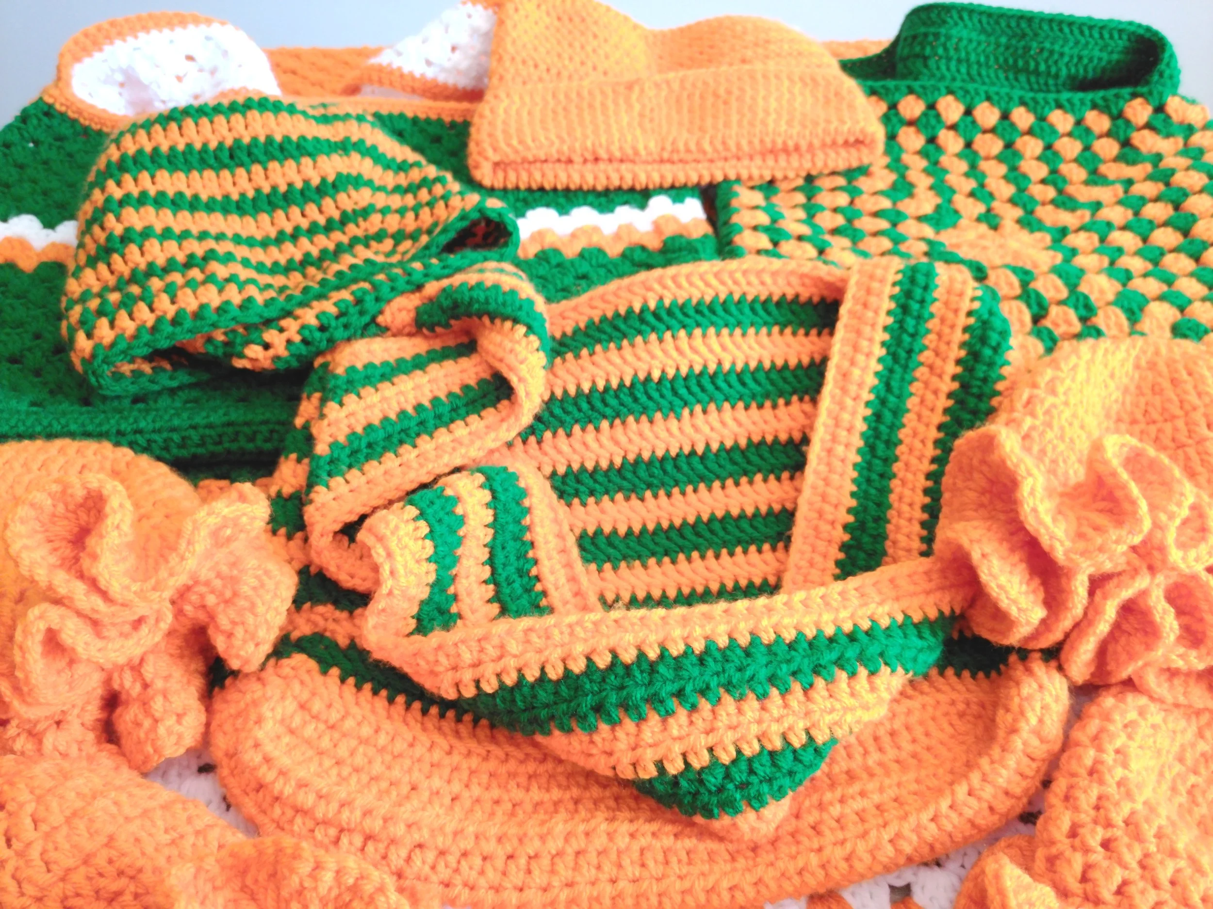 Orange and Green Collection of Stuff.JPG