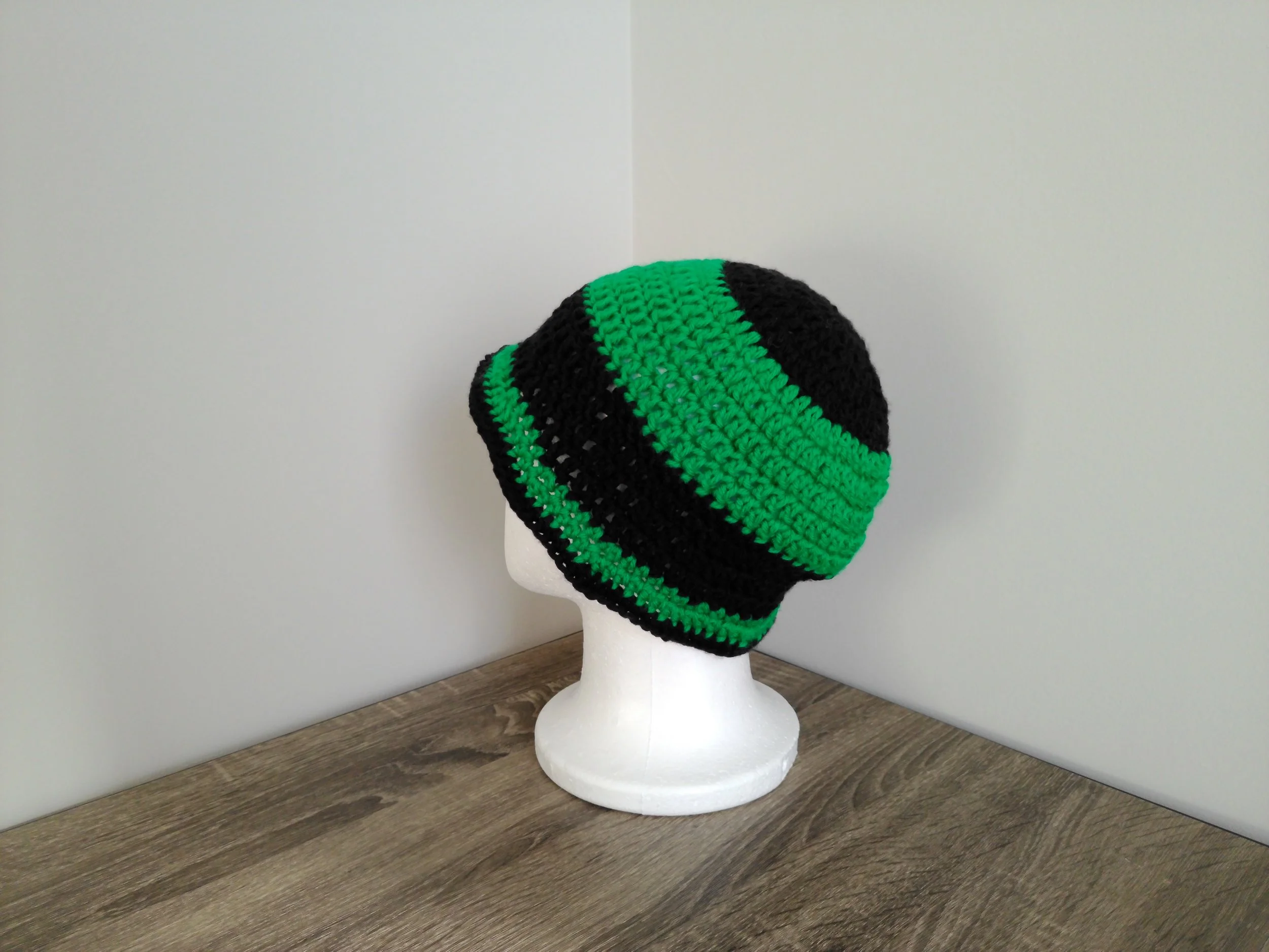 Green and Black Crochet Beanie_Right 1.JPG