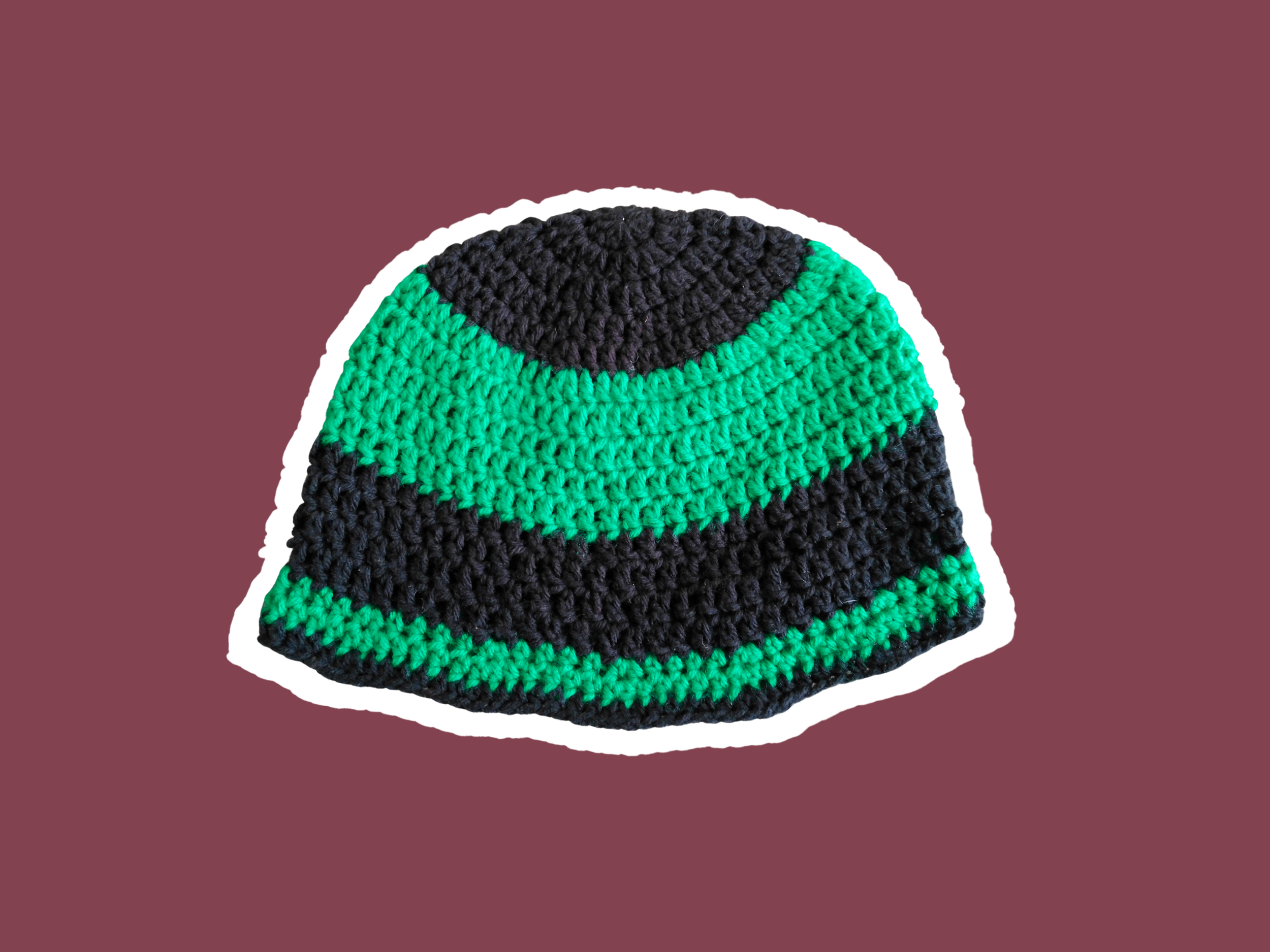 Green and Black Crochet Beanie
