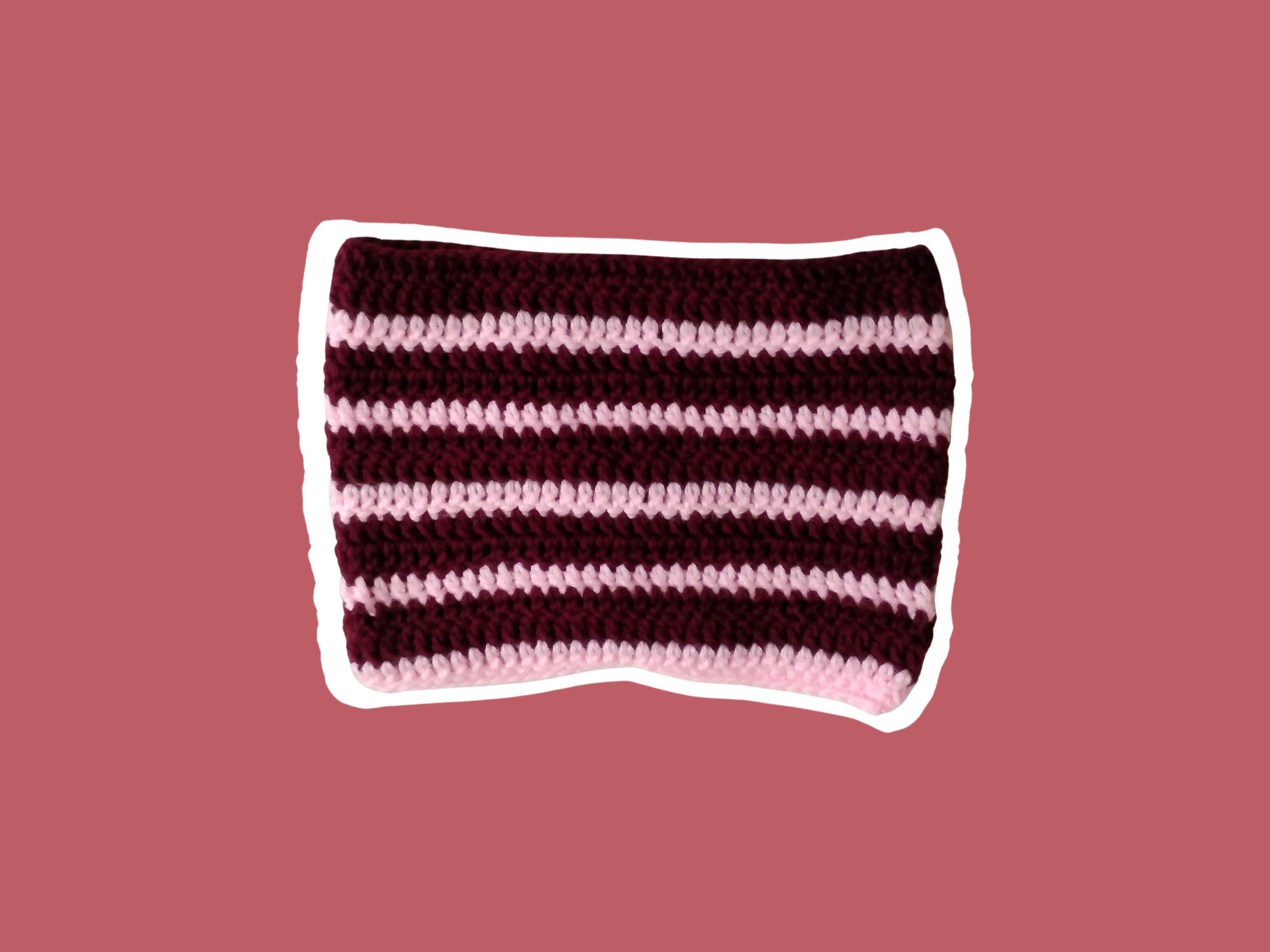 Red and Pink Striped Cat Beanie