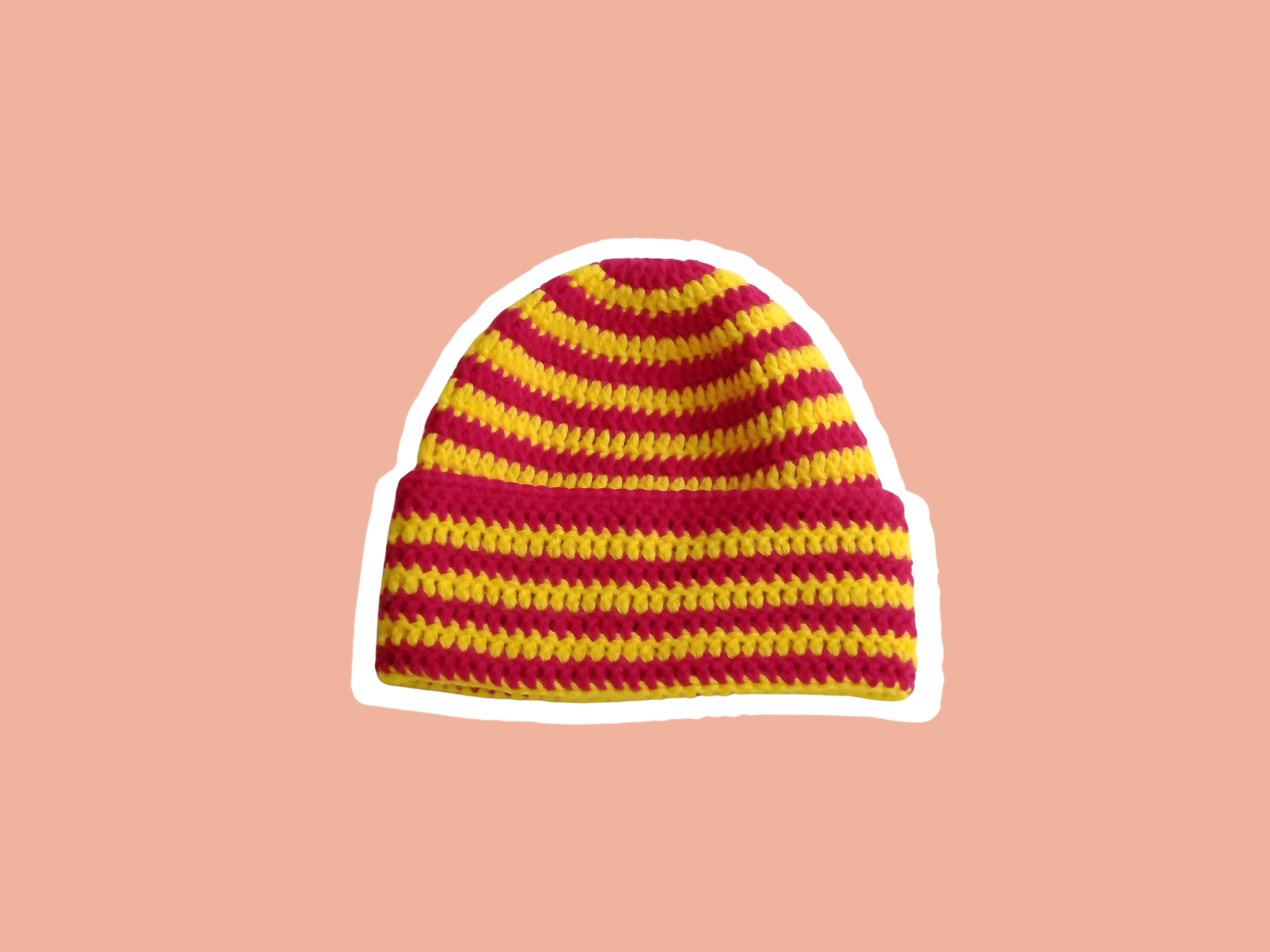 Long Red and Yellow Striped Beanie