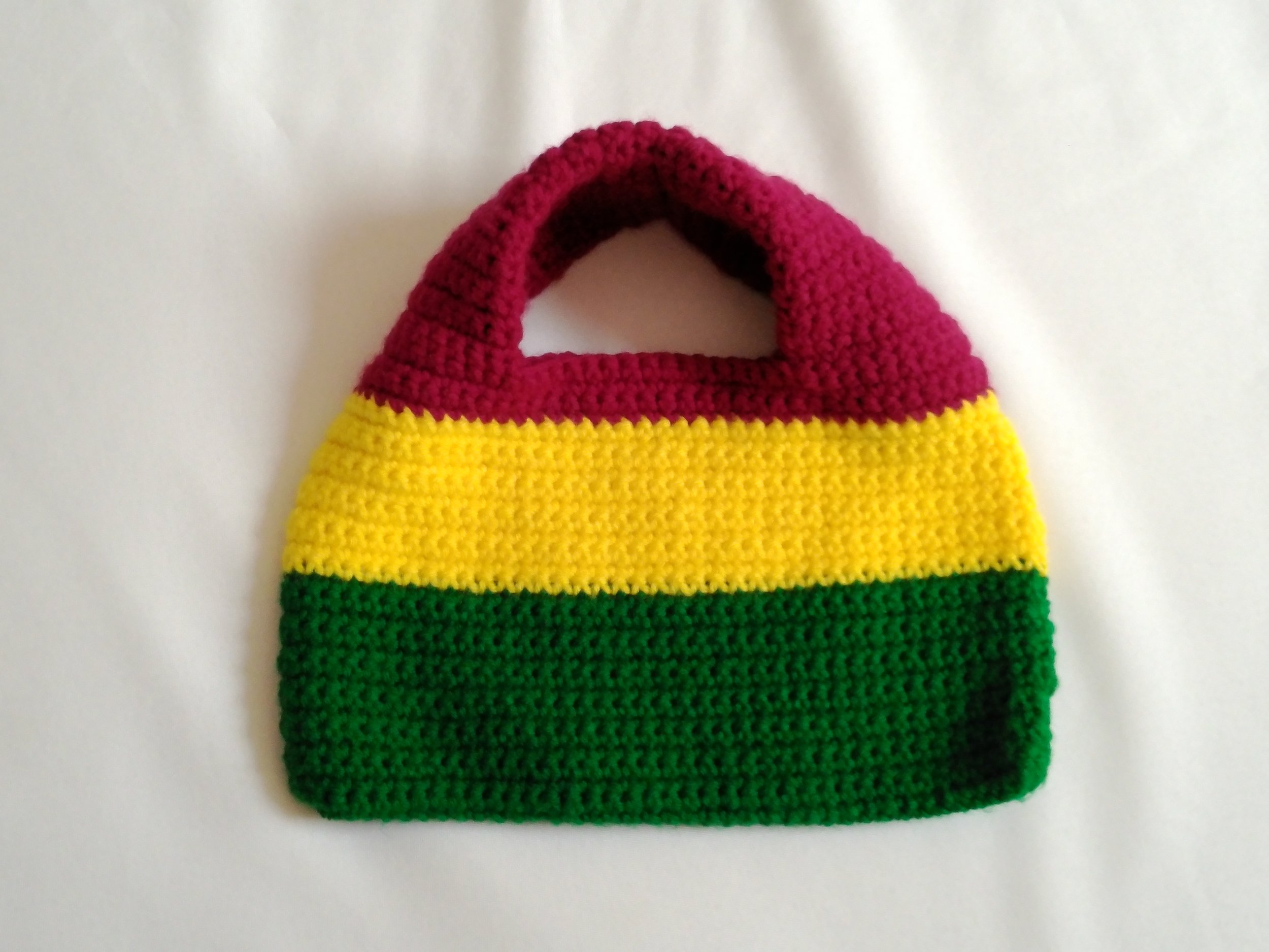 Red Yellow and Green Donut Inspired Hand Tote Bag_Back 1_Landscape.JPG