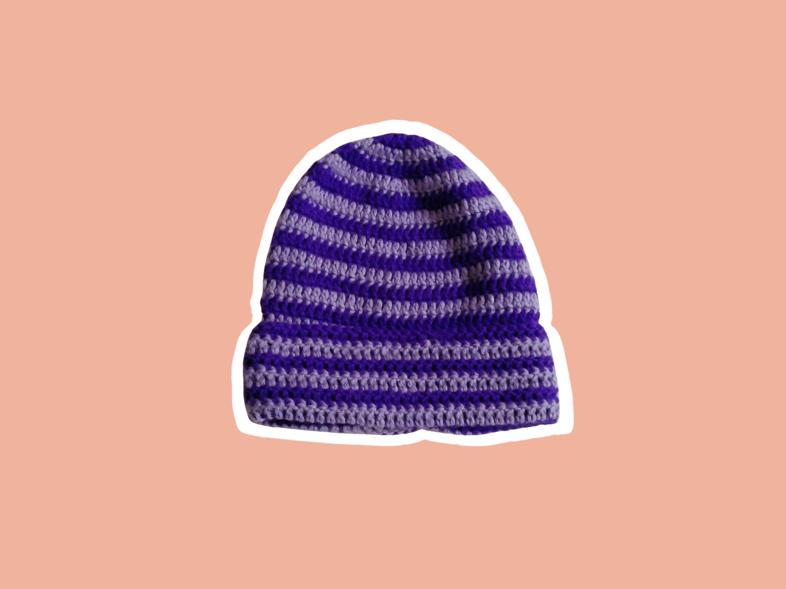 Dark Purple and Lavender Striped Beanie
